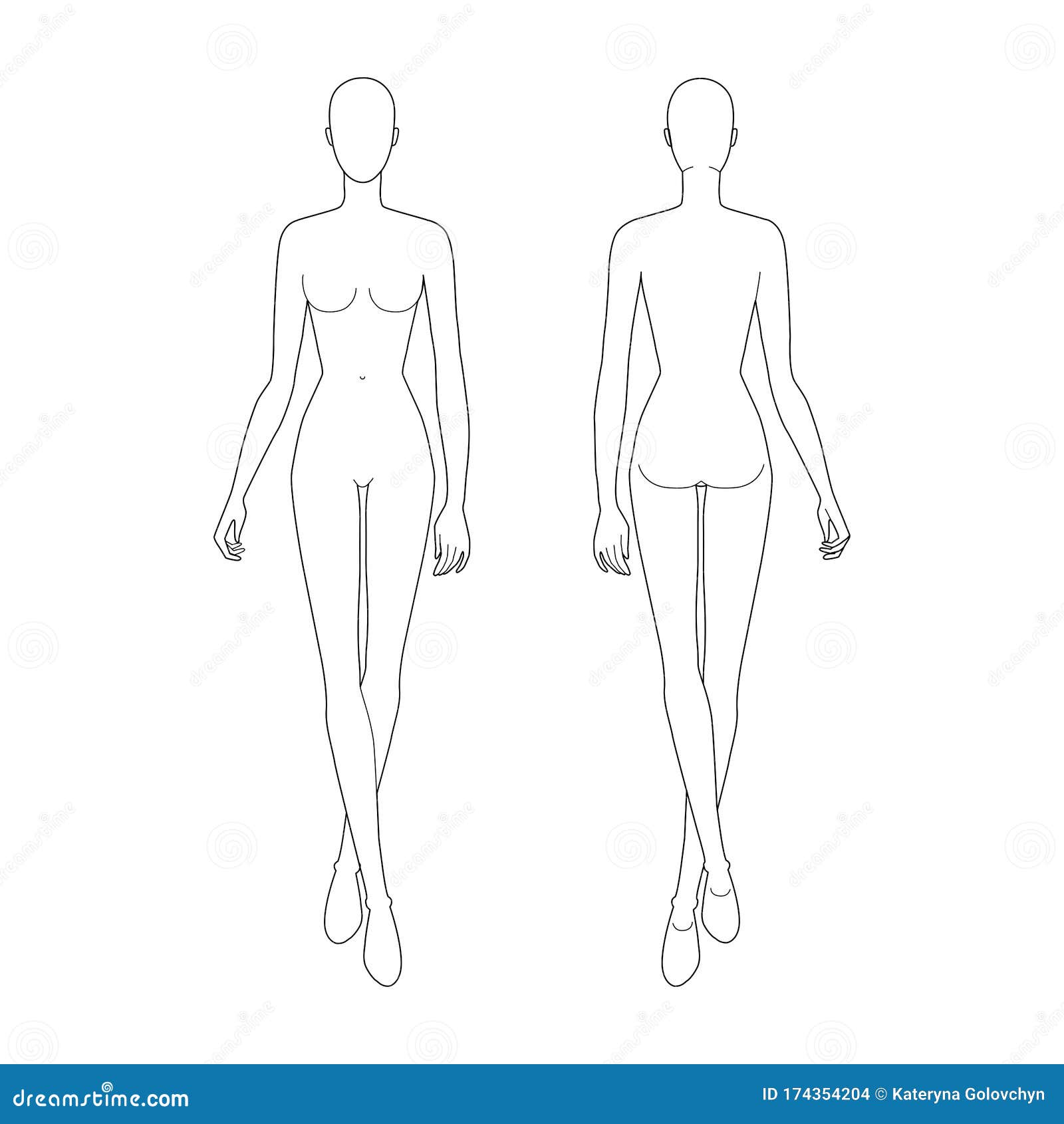 Women`s Figure Sketch. Different Poses. Template for Drawing for Designers  of Clothes Stock Vector - Illustration of human, girl: 108859892