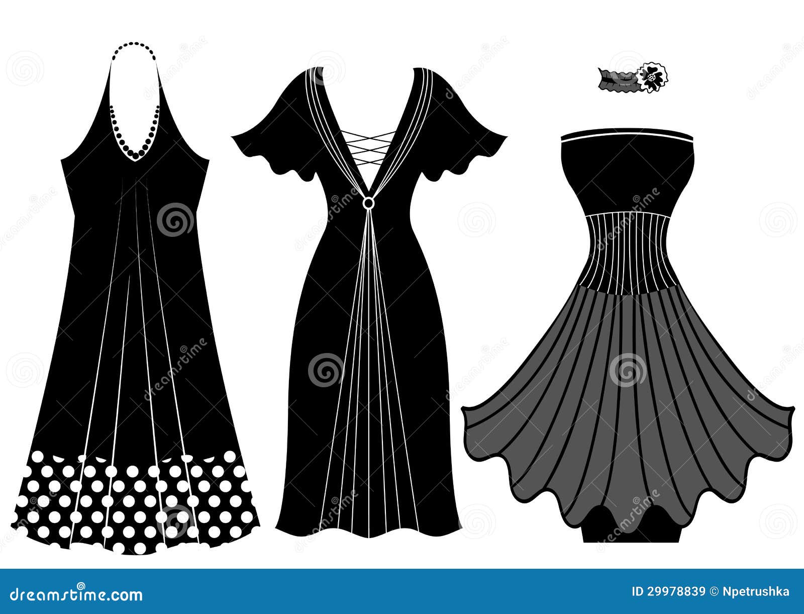 Fashion Woman Dresses Vector Black Silhouette Isol Stock