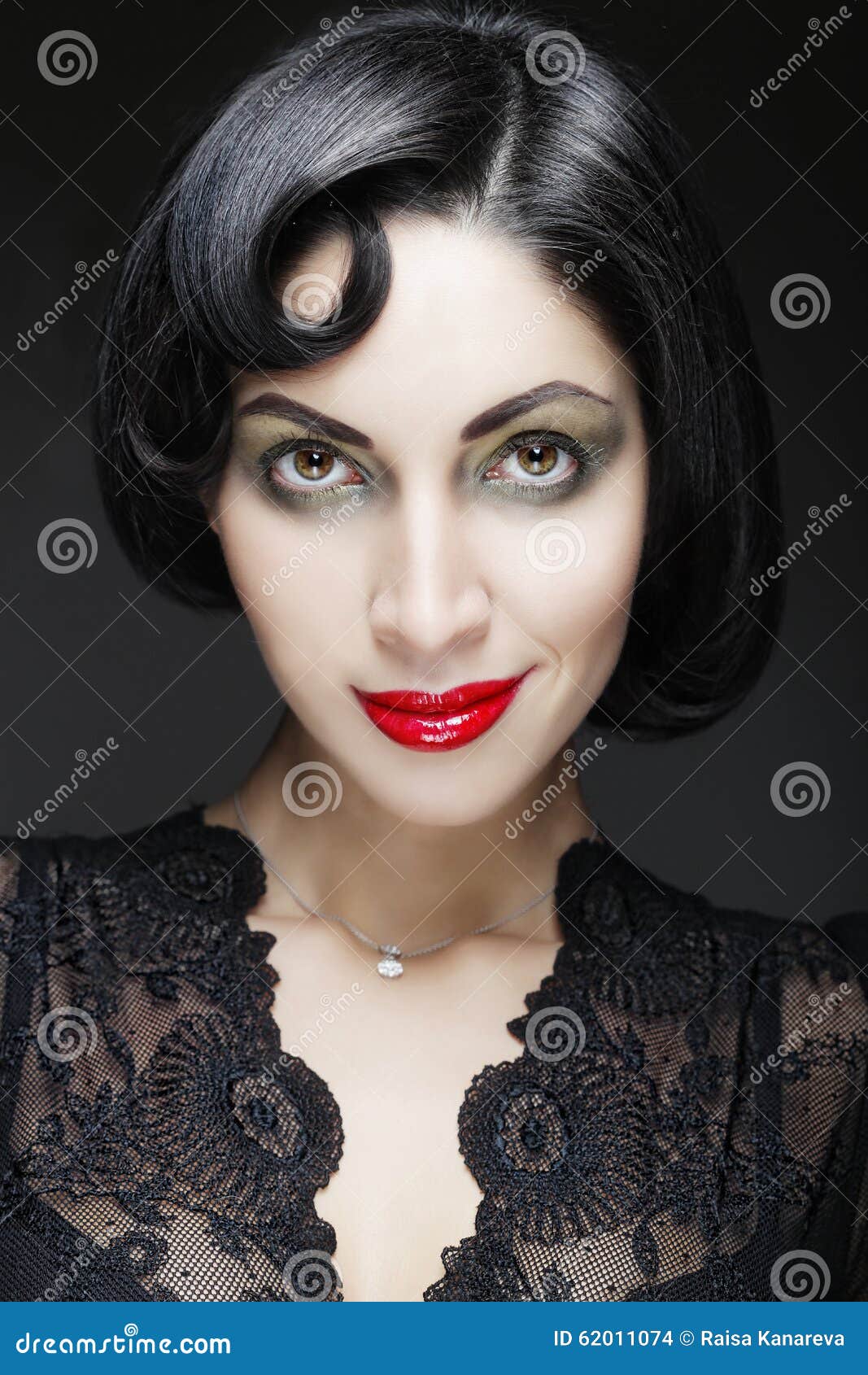 Fashion Woman Portrait Beauty Girl With Black Hair Stock Photo