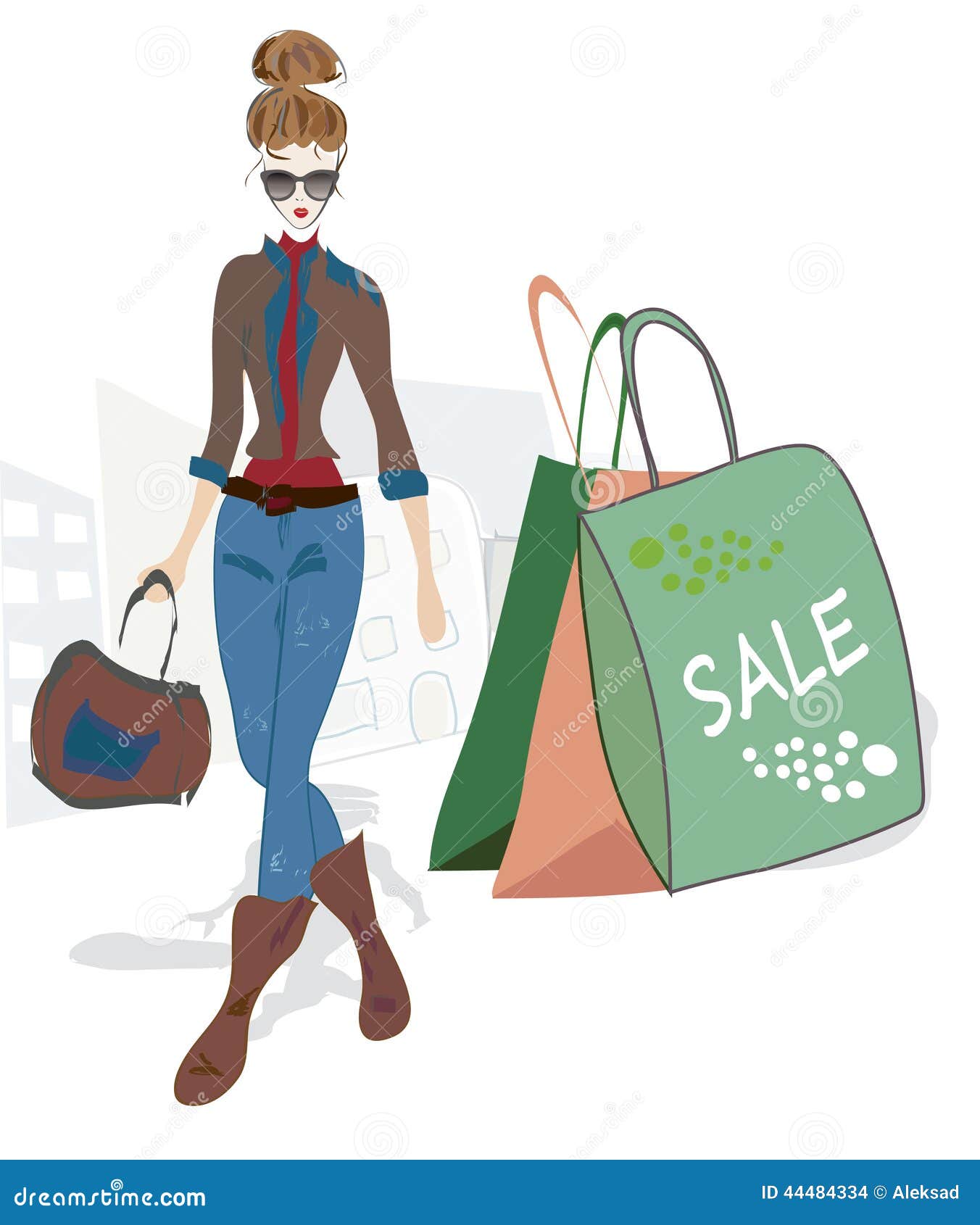 Fashion Woman on Shopping stock vector. Illustration of sale - 44484334