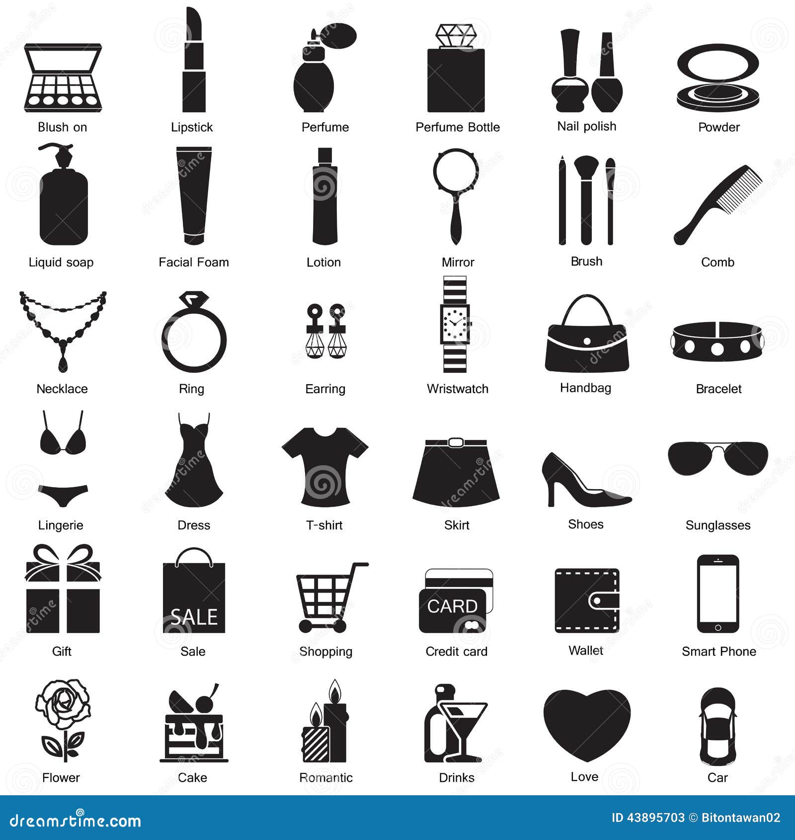 Fashion and Women Accessories, Icons Stock Vector - Illustration of ...