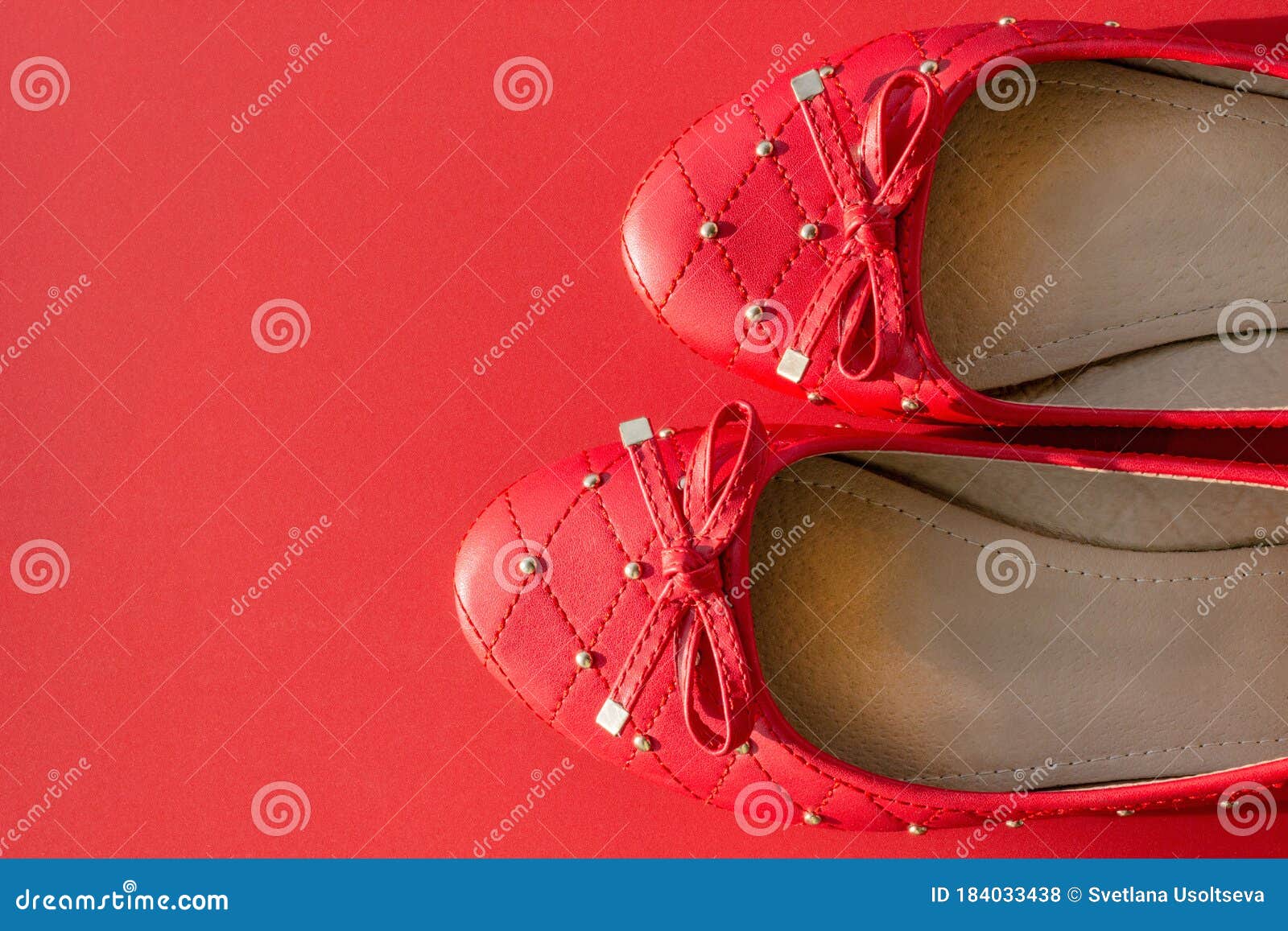 Fashion. Women`s Red Shoes on a Red Background Shoes. Stylish Summer ...