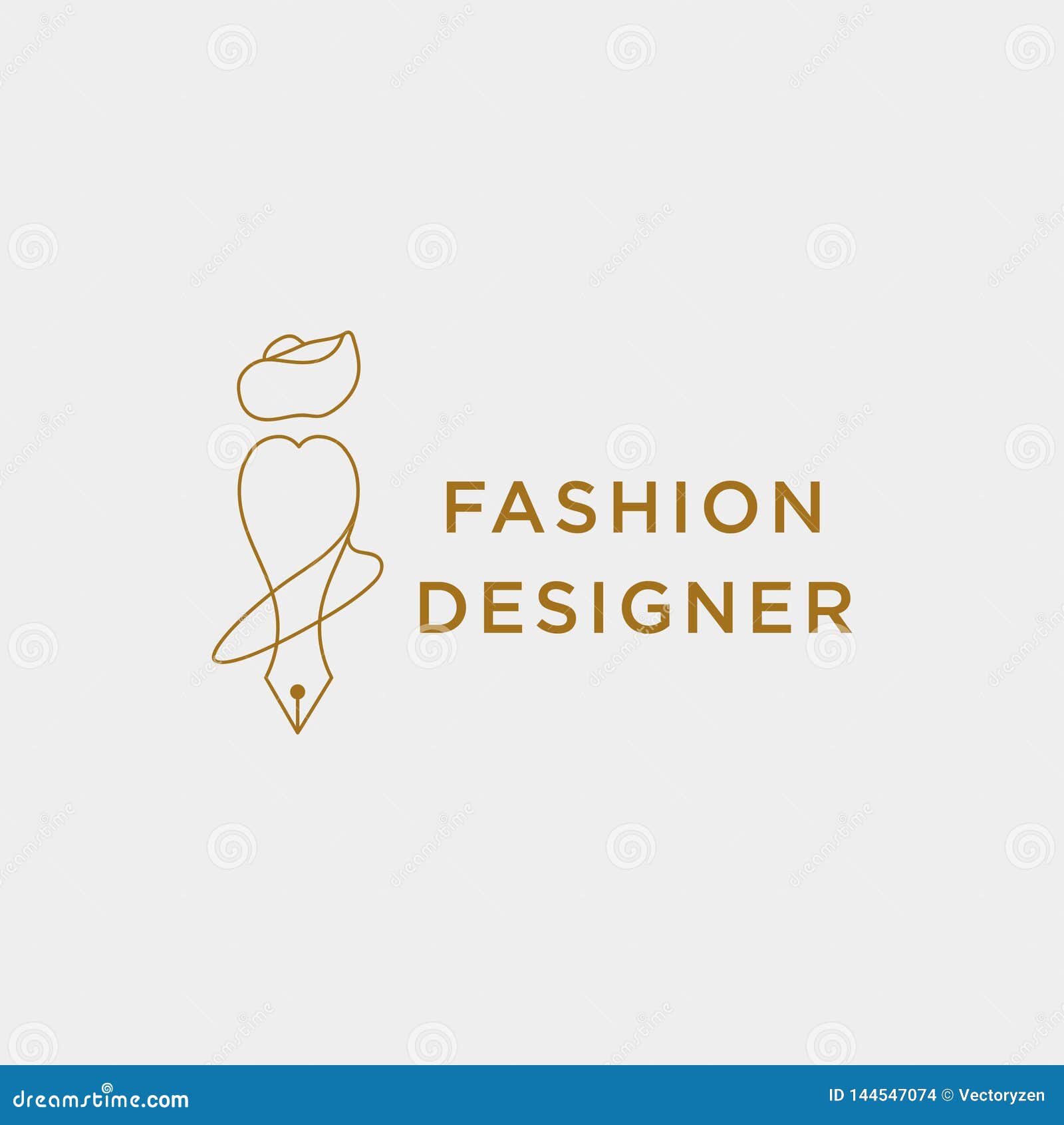 Fashion Writer or Designer in Simple Line Logo Template Vector ...