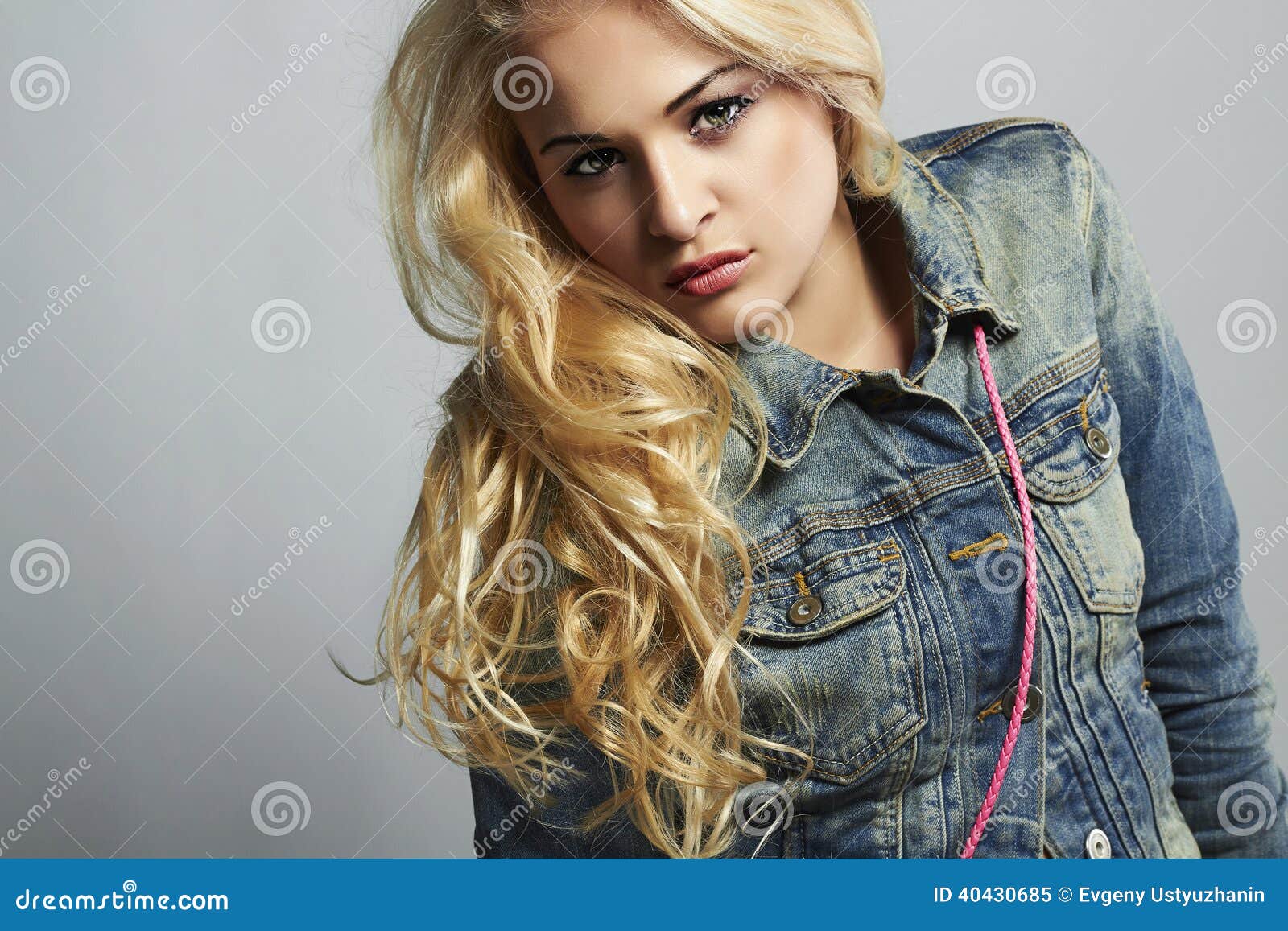 Fashionable Beautiful Girl In Jeans. Denim Jeans Wear Stock Image ...