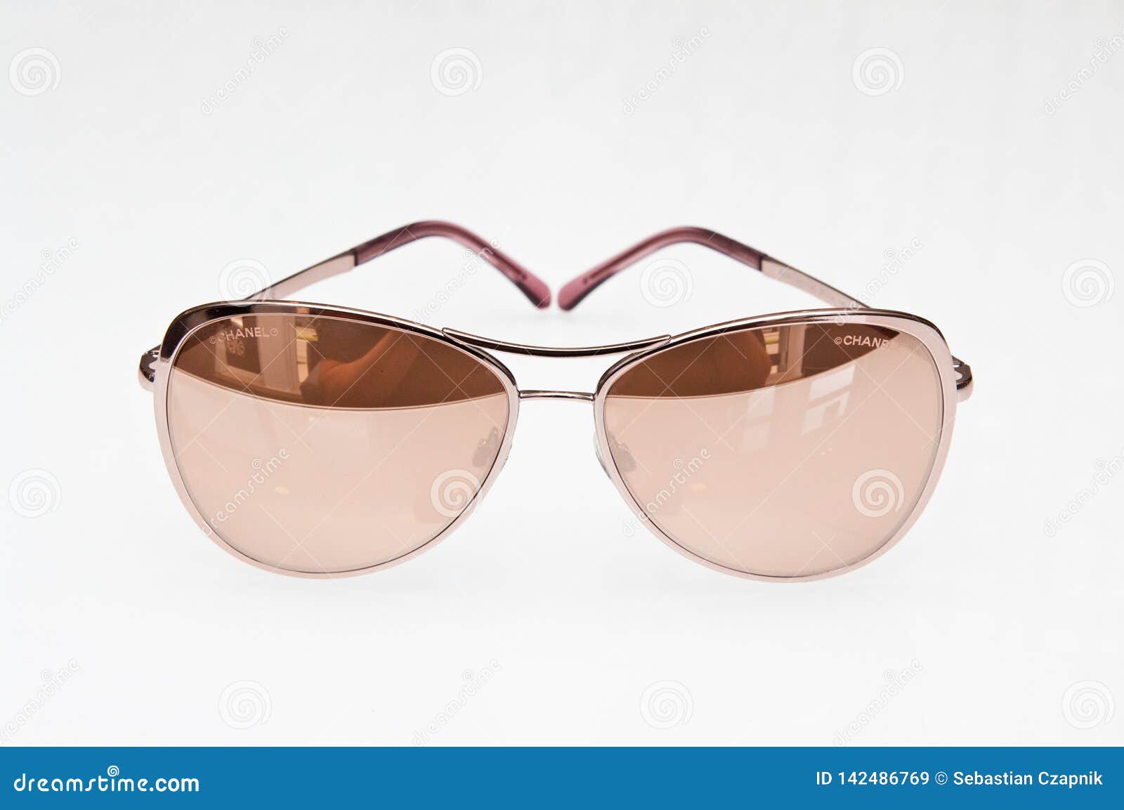 Fashionable Beige Sunglasses of Chanel Brand Editorial Stock Image