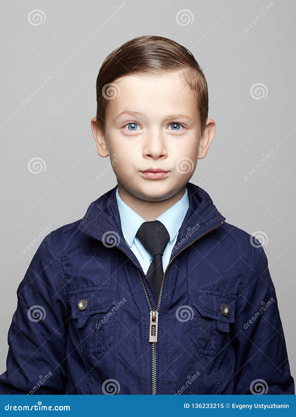 Fashionable Child with Trendy Haircut. Little Boy Stock Image - Image of  jacket, careful: 136233215