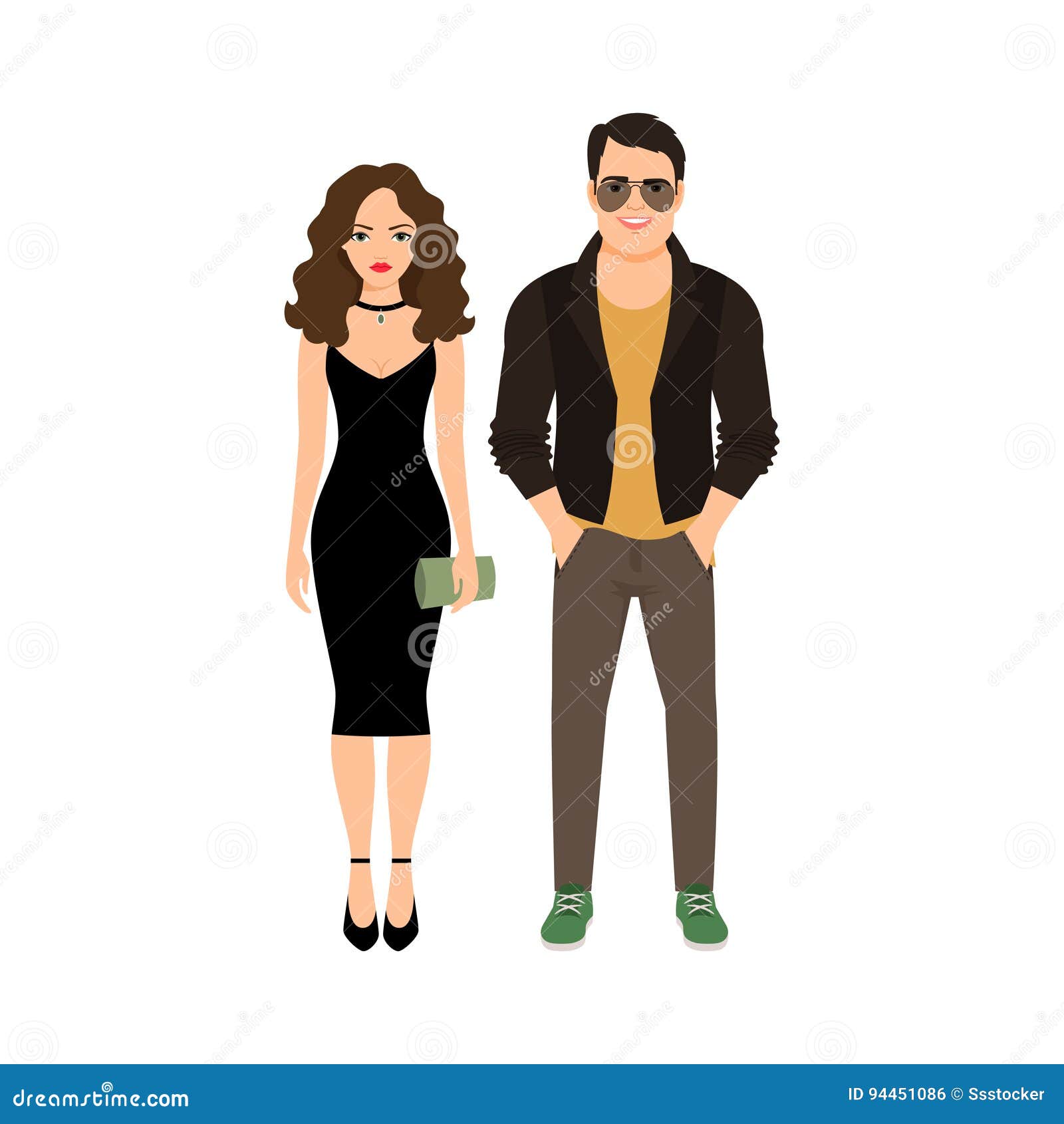 Fashionable Couple Isolated Icon Stock Vector - Illustration of chicago ...