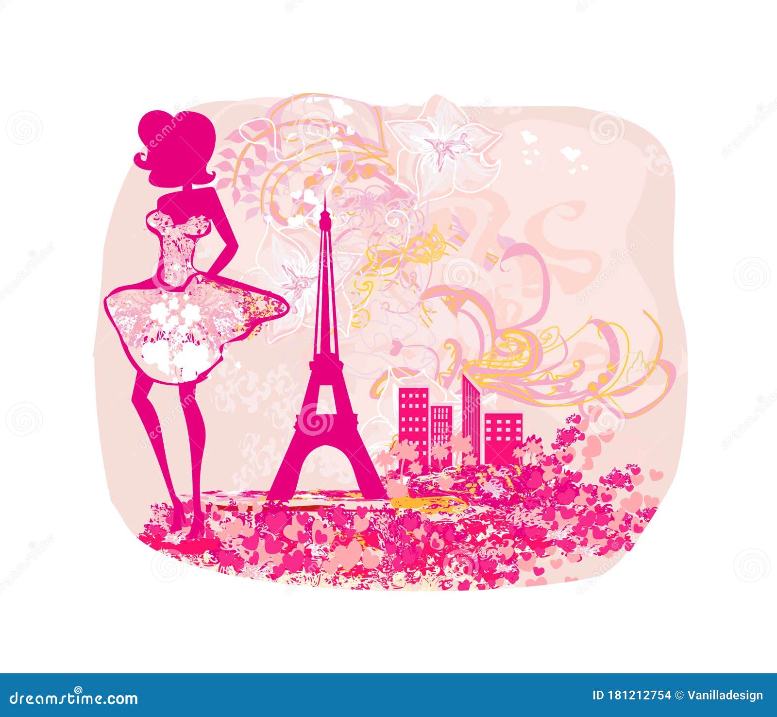 Fashionable Elegant Woman in Paris Stock Vector - Illustration of ...