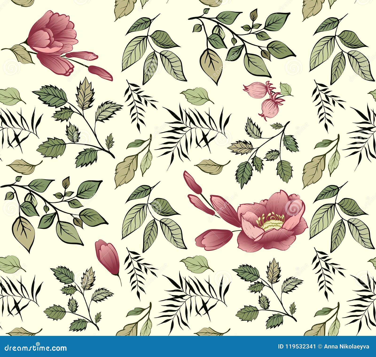 Fashionable Flower Pattern. Seamless Vector Texture for Fashion ...