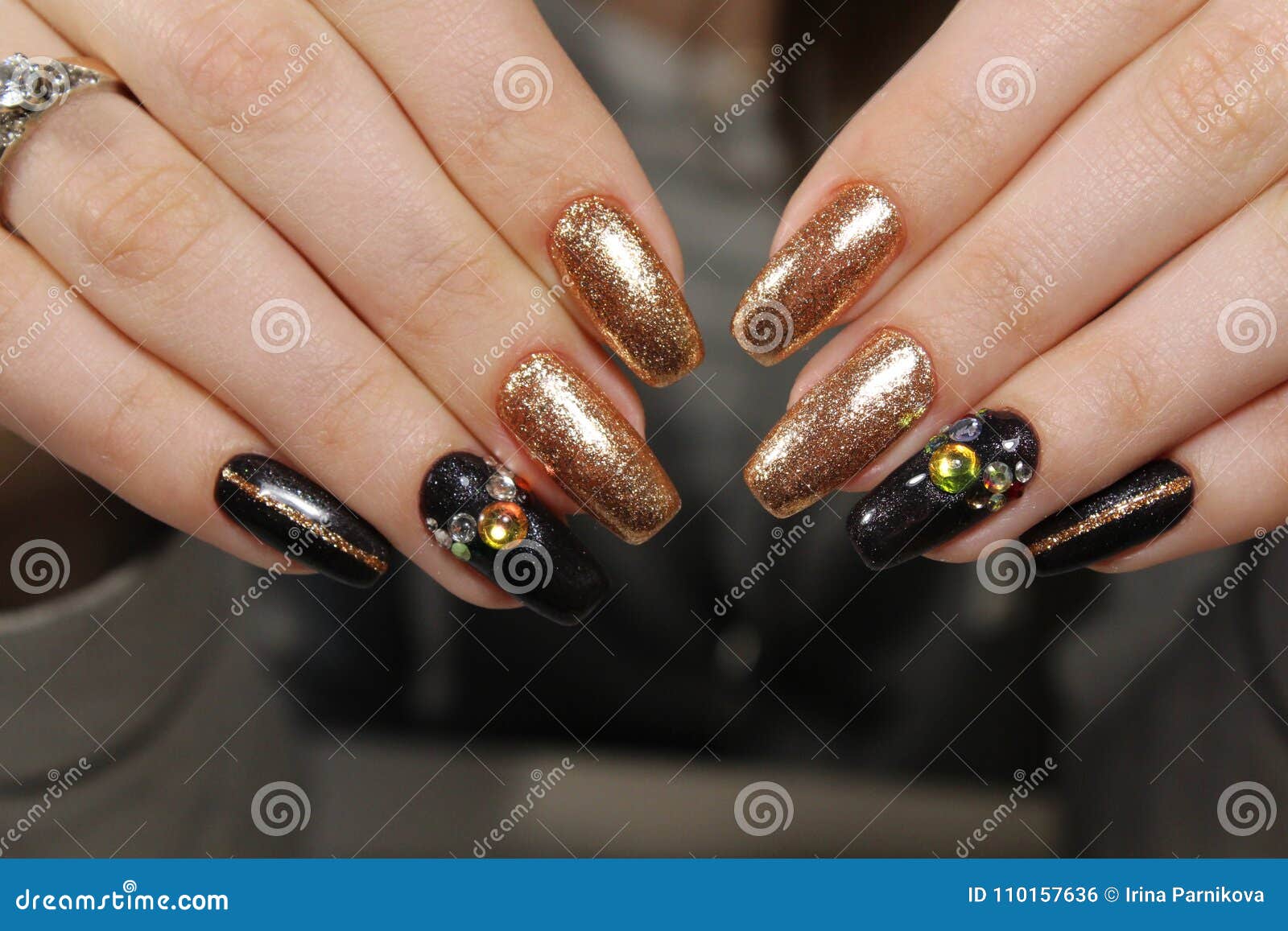 Fashionable Golden Manicure Stock Photo - Image of background ...