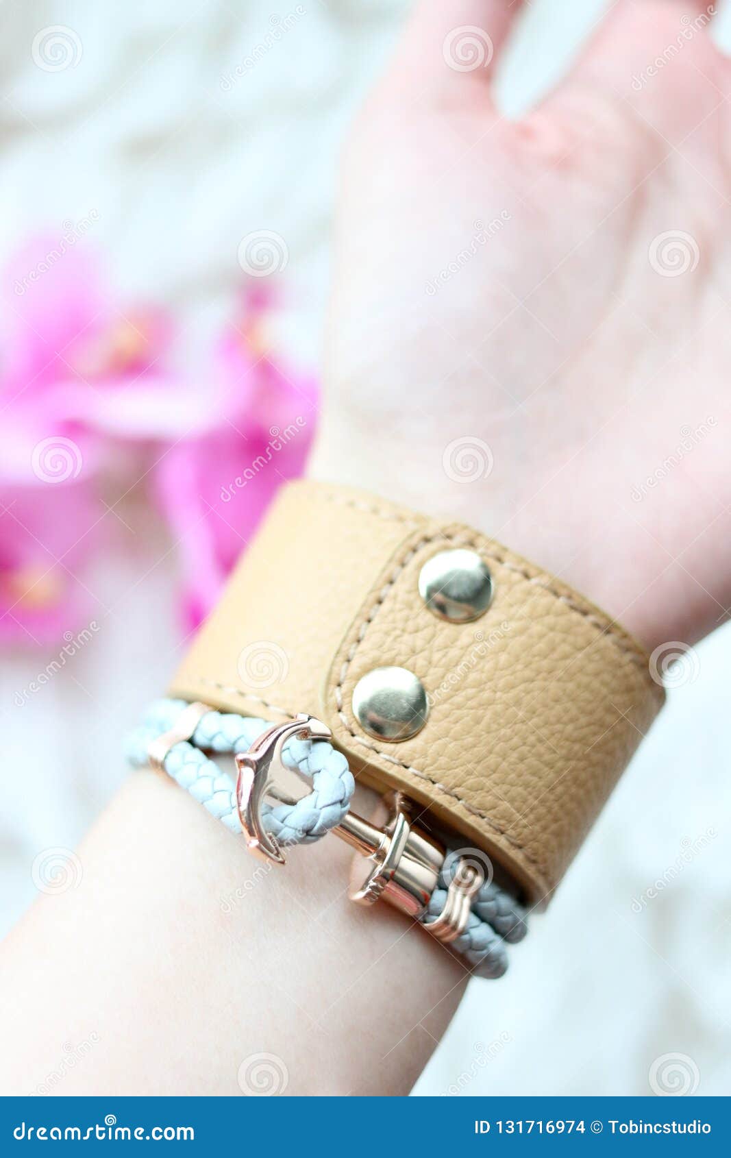 Buy Online Beige Leather Band Fashion Leather Bracelet | jewellery for men  | menjewell.com