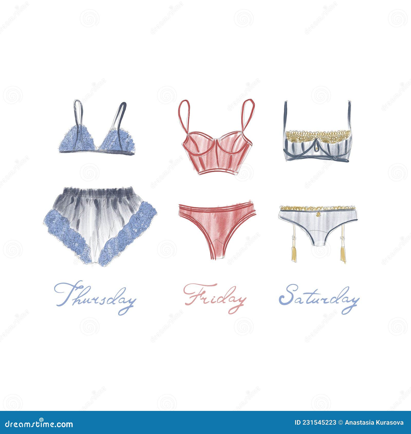 Fashionable Lingerie. Lace Panty and Bra on White Background. Beautiful  Silk, Lace Female Underwear. Stock Illustration - Illustration of style,  undies: 231545223