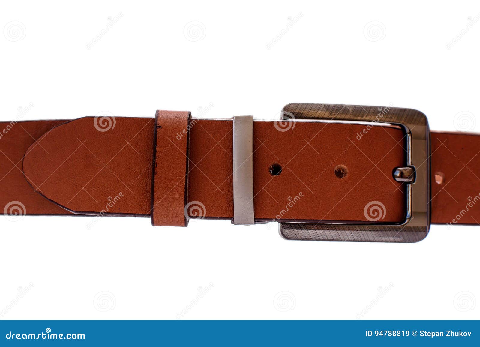 Fashionable Male Brown Gray Leather Belt Isolated on White Background ...