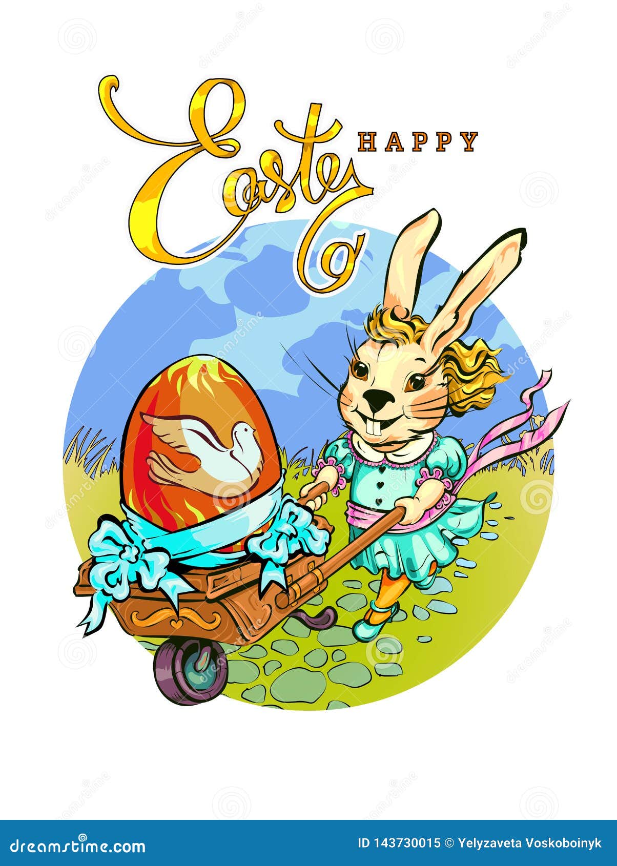 Download A Fashionable Rabbit Rolls A Vintage Cart Stock Vector ...
