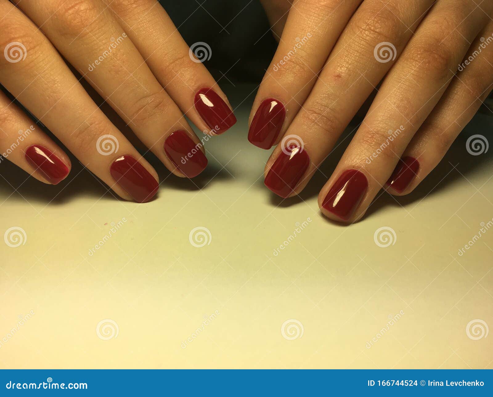 Short Red Square French Manicure - wide 6