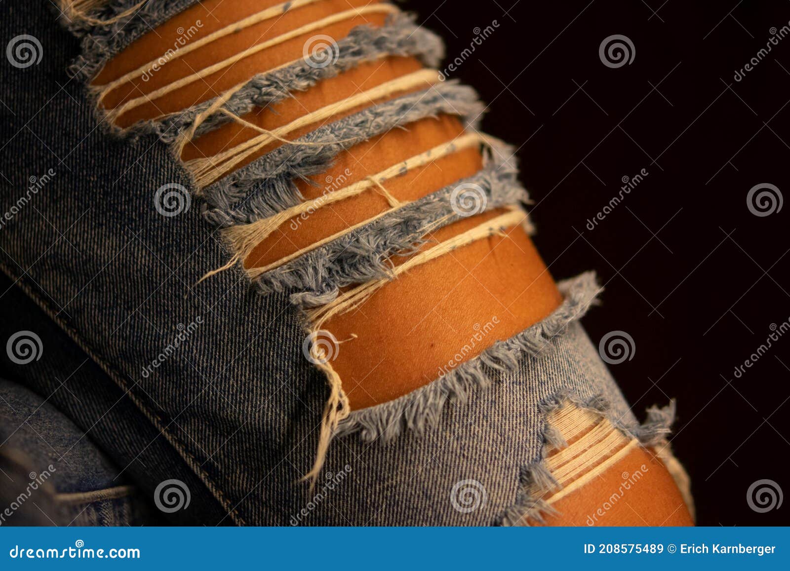 Fashionable Ripped Jeans On A Woman`s Leg Stock Image - Image of female ...