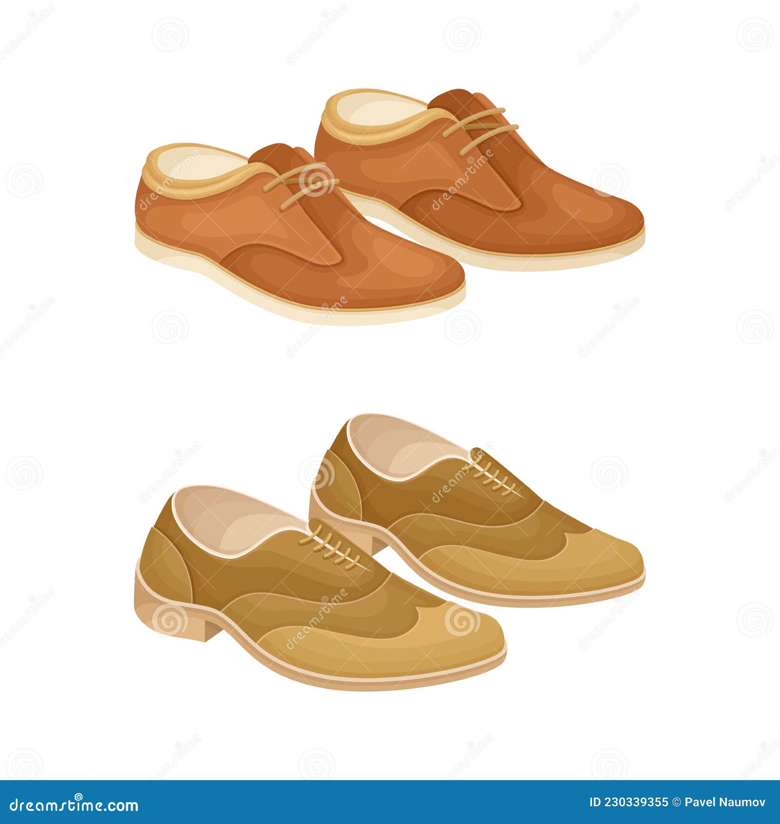 Fashionable Shoes Set. Brogues and Oxford Footwear Cartoon Vector ...