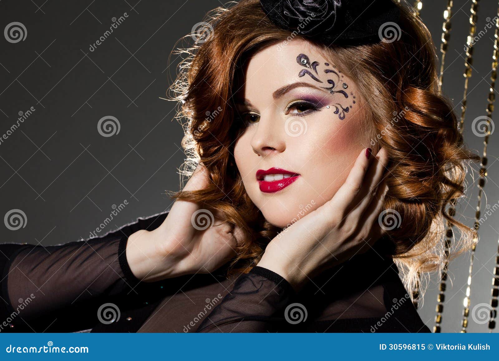 fashionable woman with art visage
