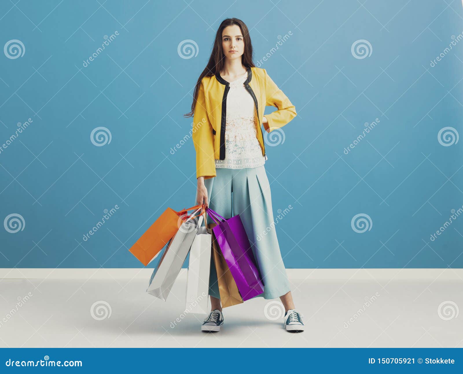 Fashionable Woman with Shopping Bags Stock Image - Image of people ...