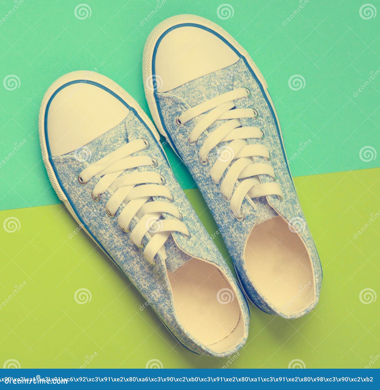 Fashionable Women& X27;s Sneakers with White Laces from the 80s Stock ...