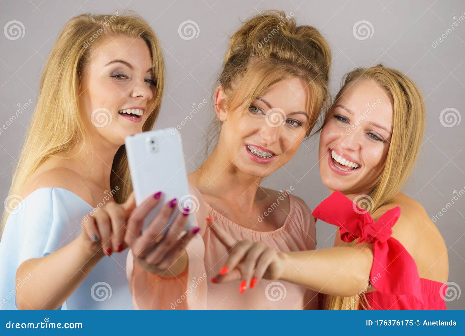 Fashionable Women Taking Selfie Stock Image - Image of happy, women ...