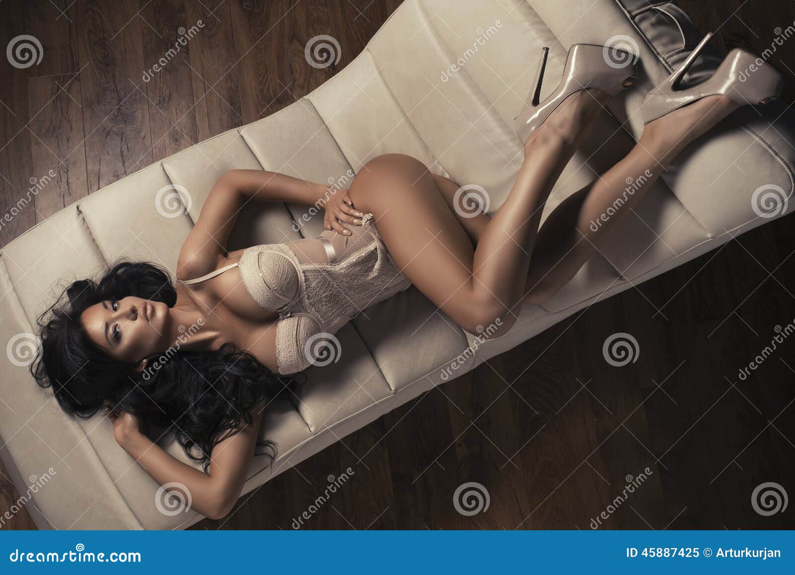 fashionable young brunette sensual woman