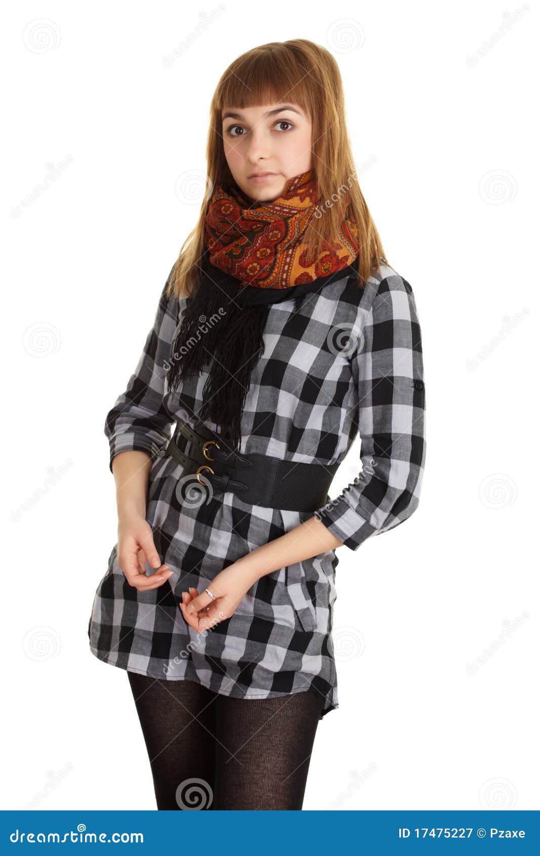 Fashionably Dressed Young Woman On White Stock Image - Image of female ...