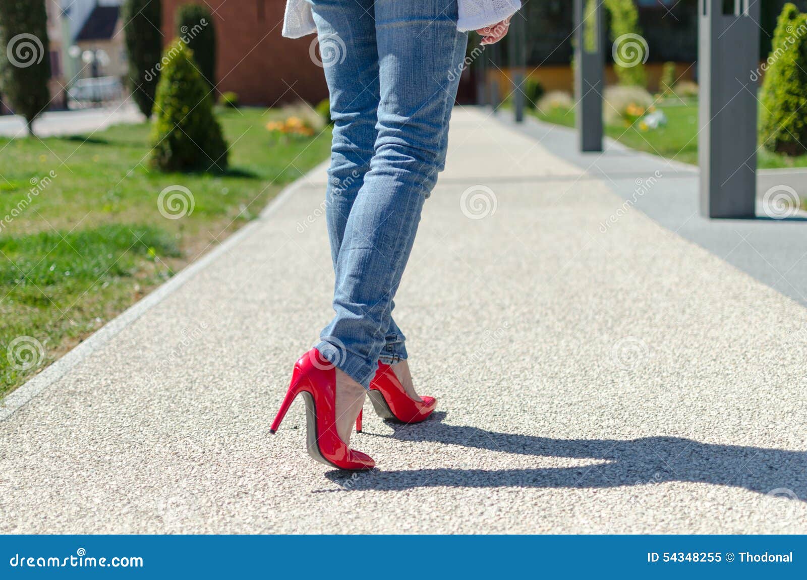 Fashioned Woman Walking in Park Stock Image - Image of girl, model ...