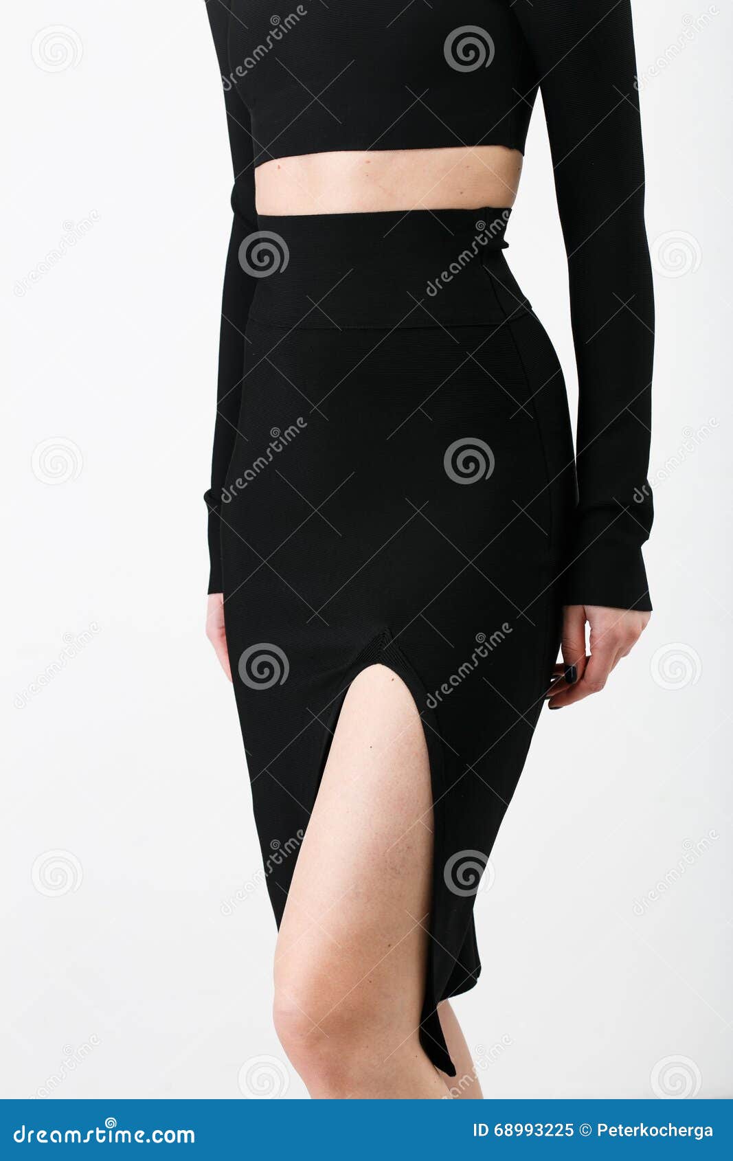 Fashionista in Black Shirt and Skirt Stock Image - Image of fashion ...