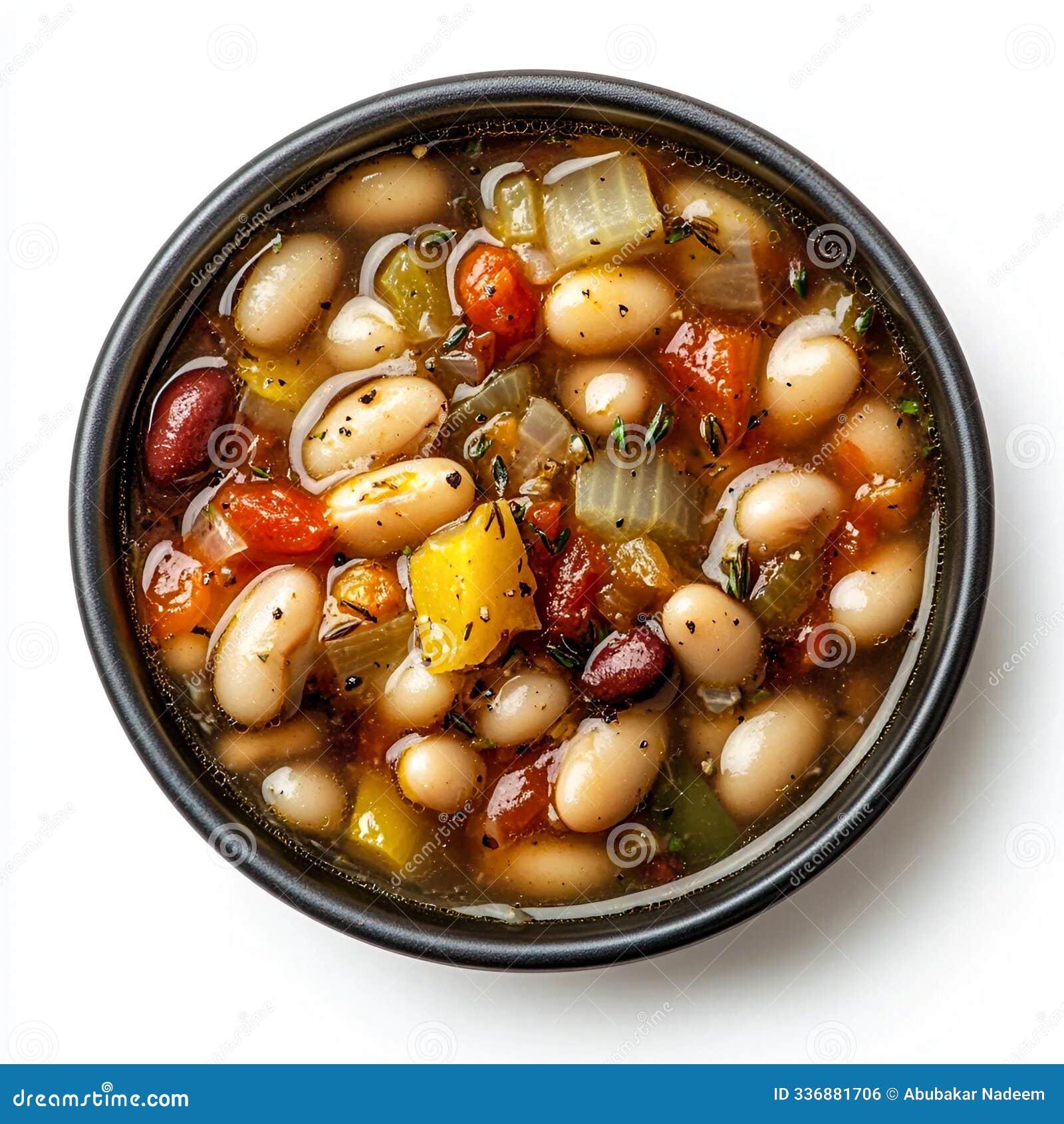 fasolada bean soup. greek cuisine bowl on  white background