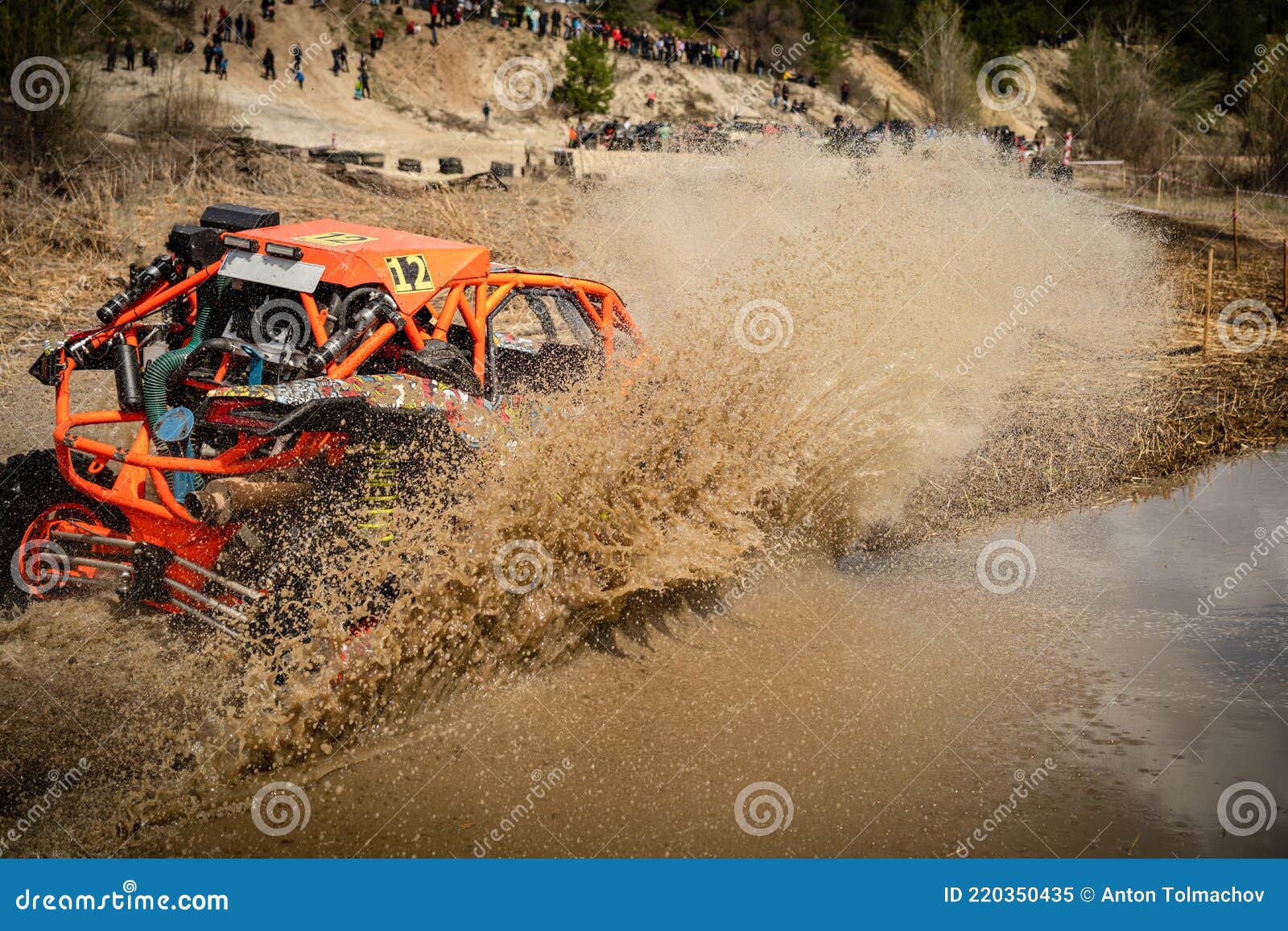 Fast ATV and UTV Driving in Mud and Water. Quad Racing, ATV 4x4 Stock