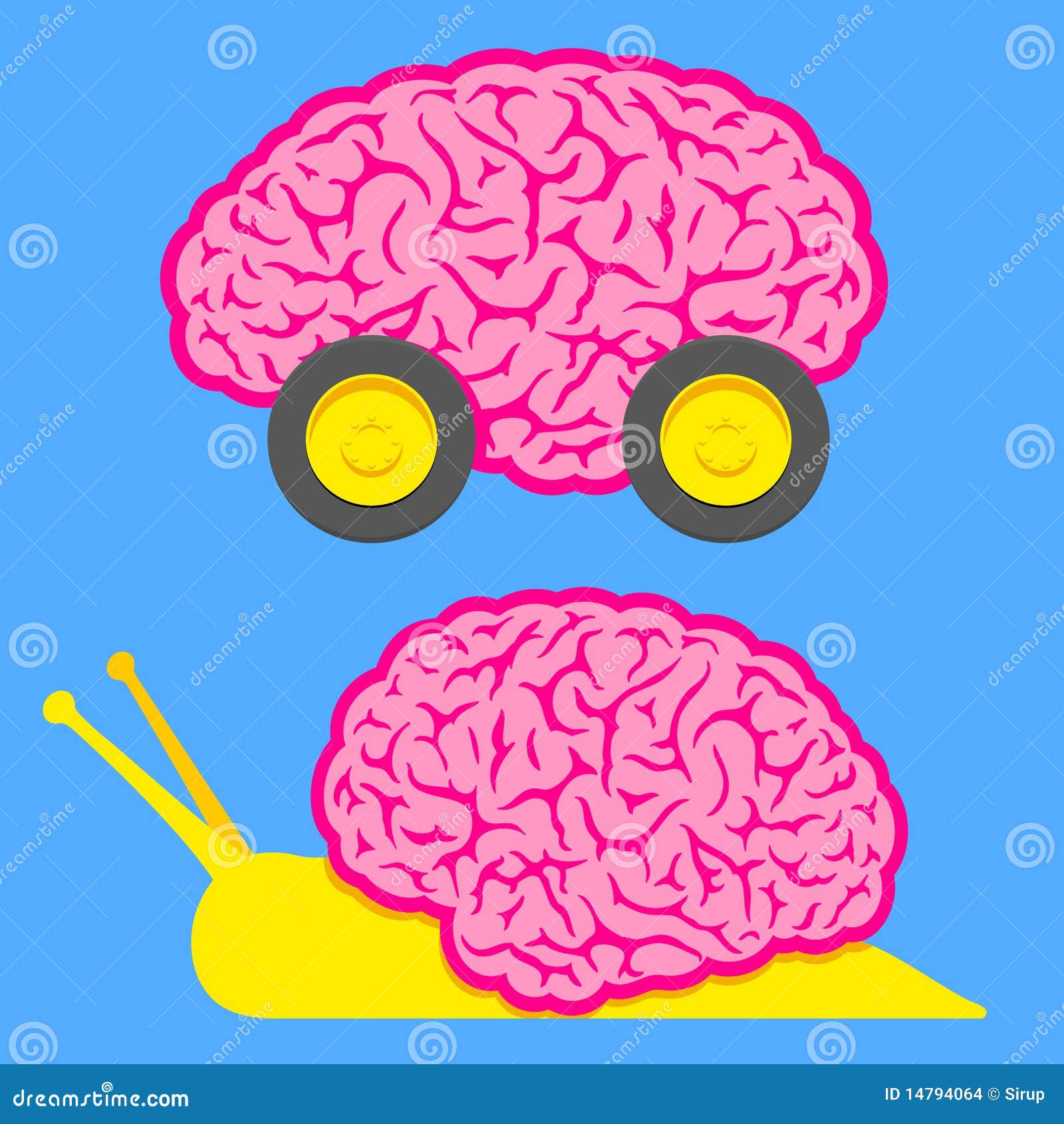 Download Fast Brain On Wheels And Slow Snail Brain Stock Vector ...