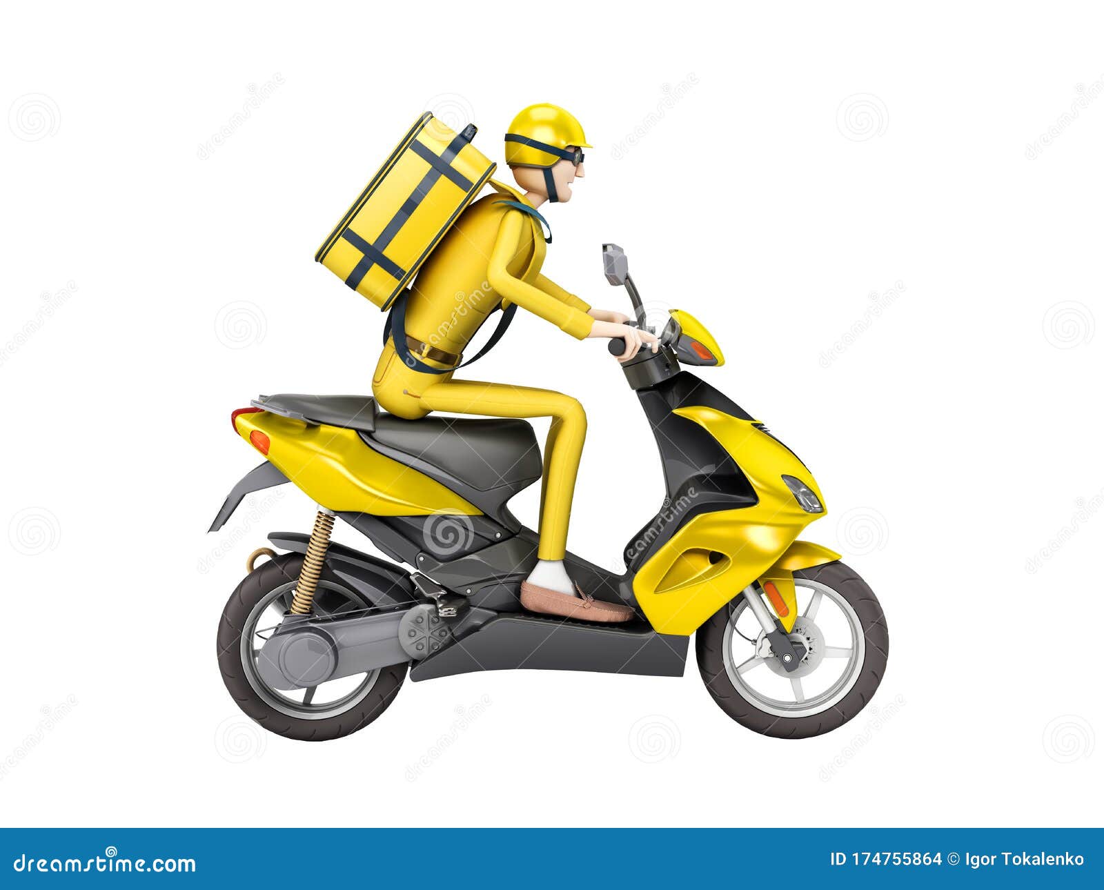 Fast Delivery Concept the Courier on a Motorcycle with Thermal Backpack
