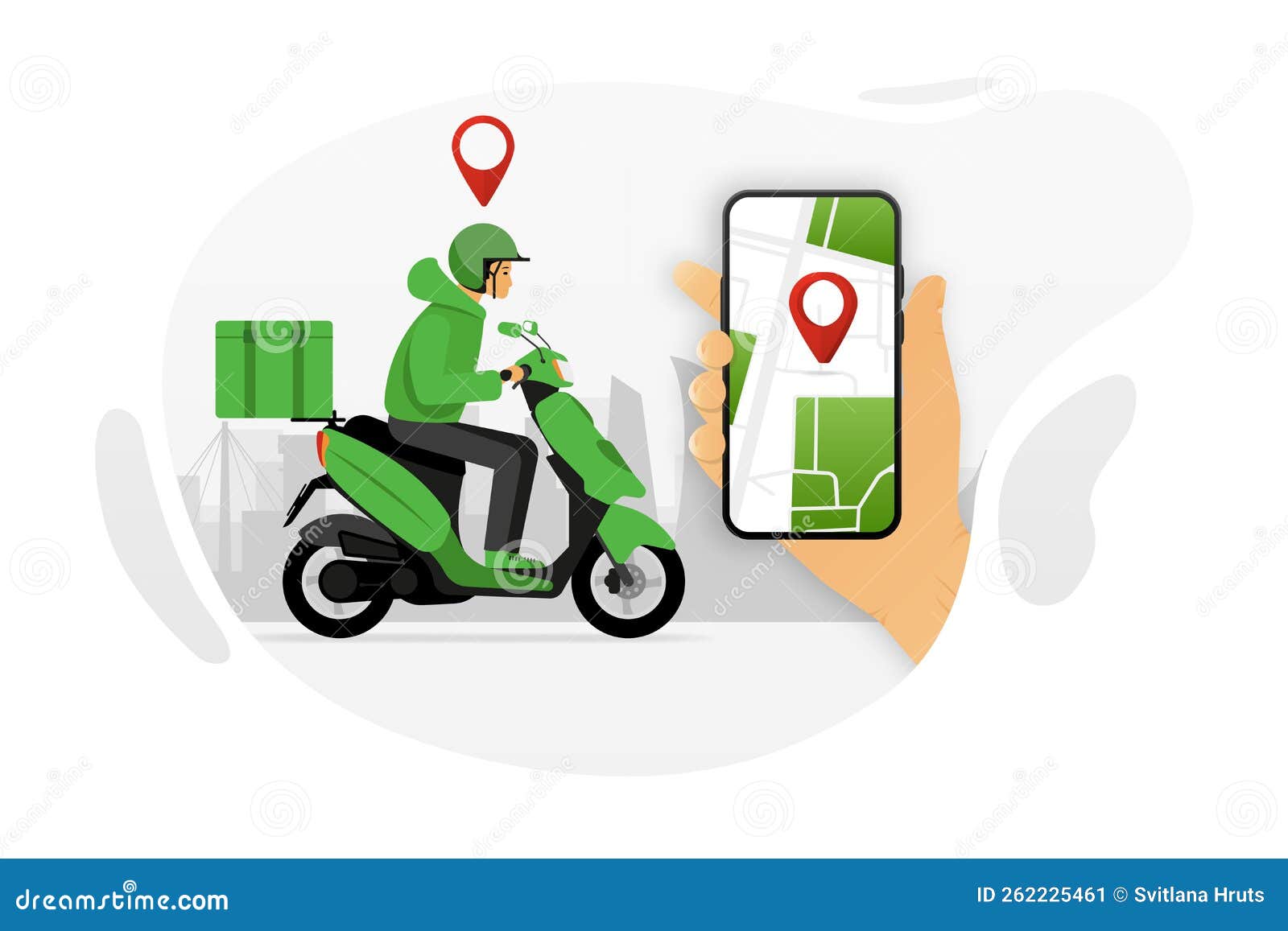 Fast Delivery Package by Scooter on Mobile Phone. Order Package Online