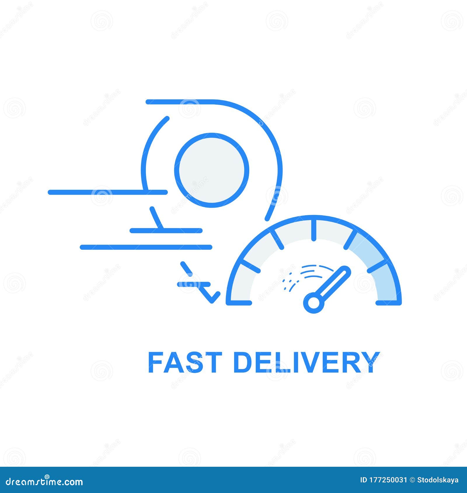 Fast Delivery And Speedy Shipping Icon - Location Marker And Speedometer Stock Vector ...