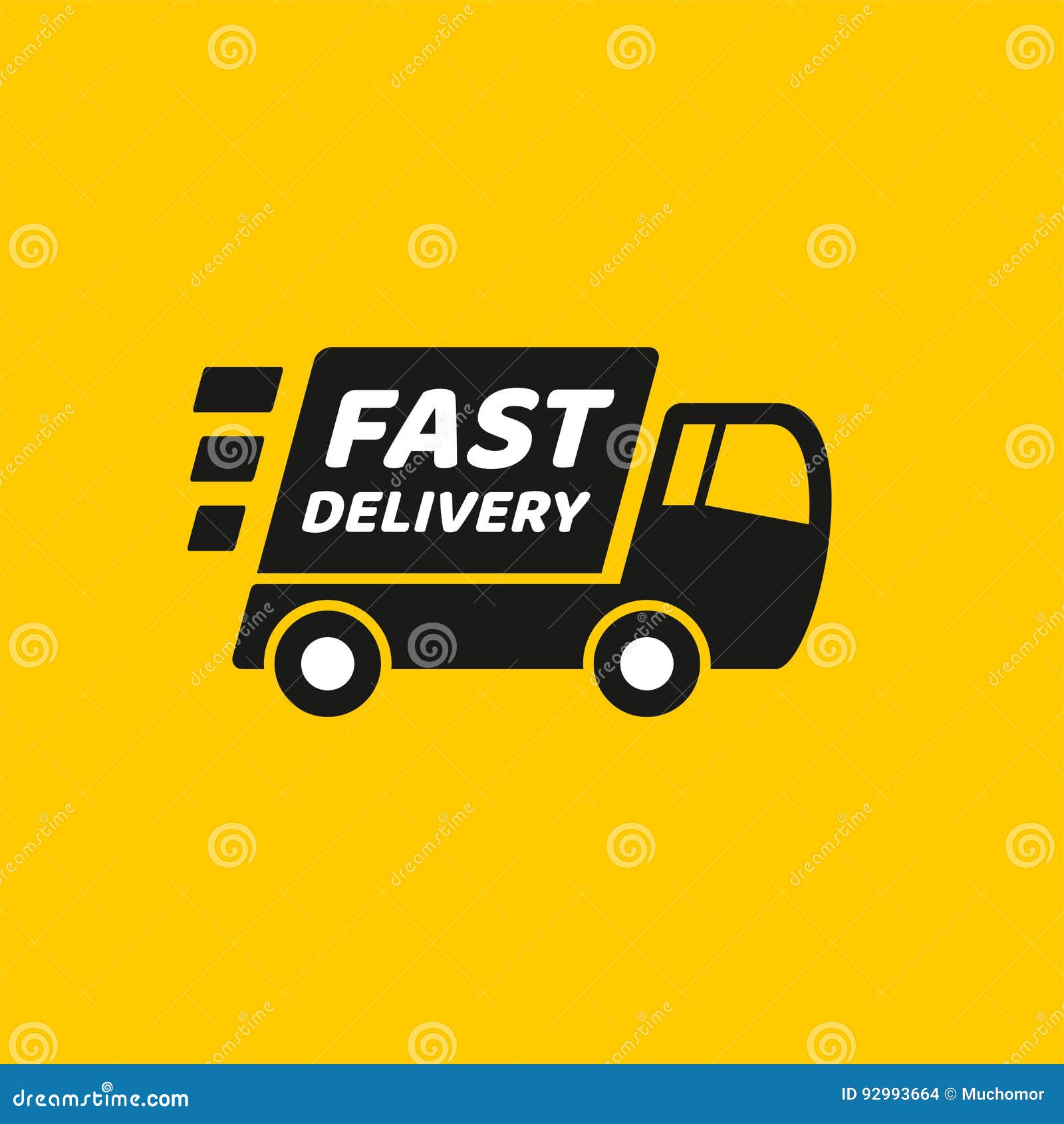 Fast Delivery. Truck Icon on Yellow Background Stock Vector ...
