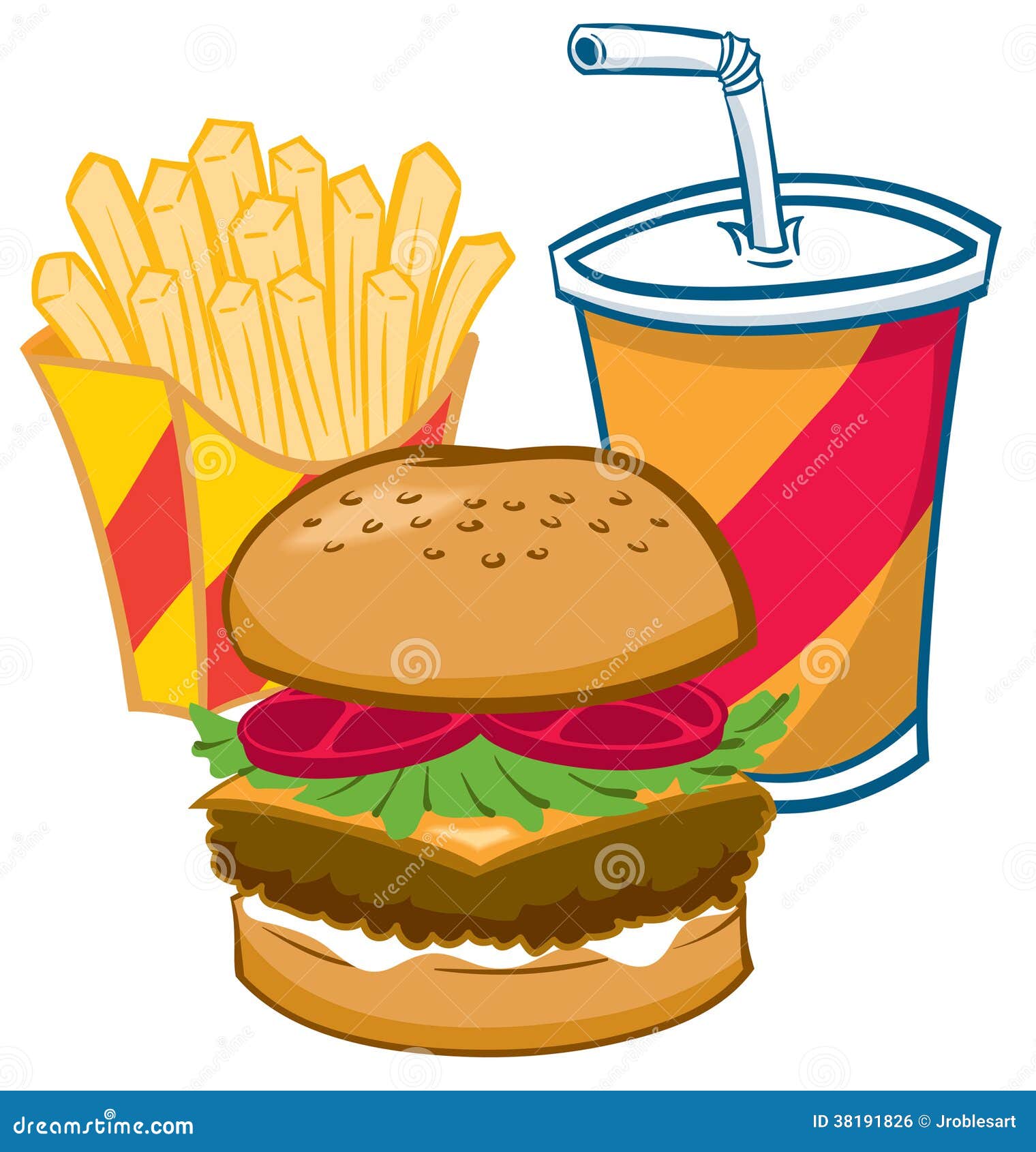 Fast Food stock vector. Illustration of hamburger, drink 38191826