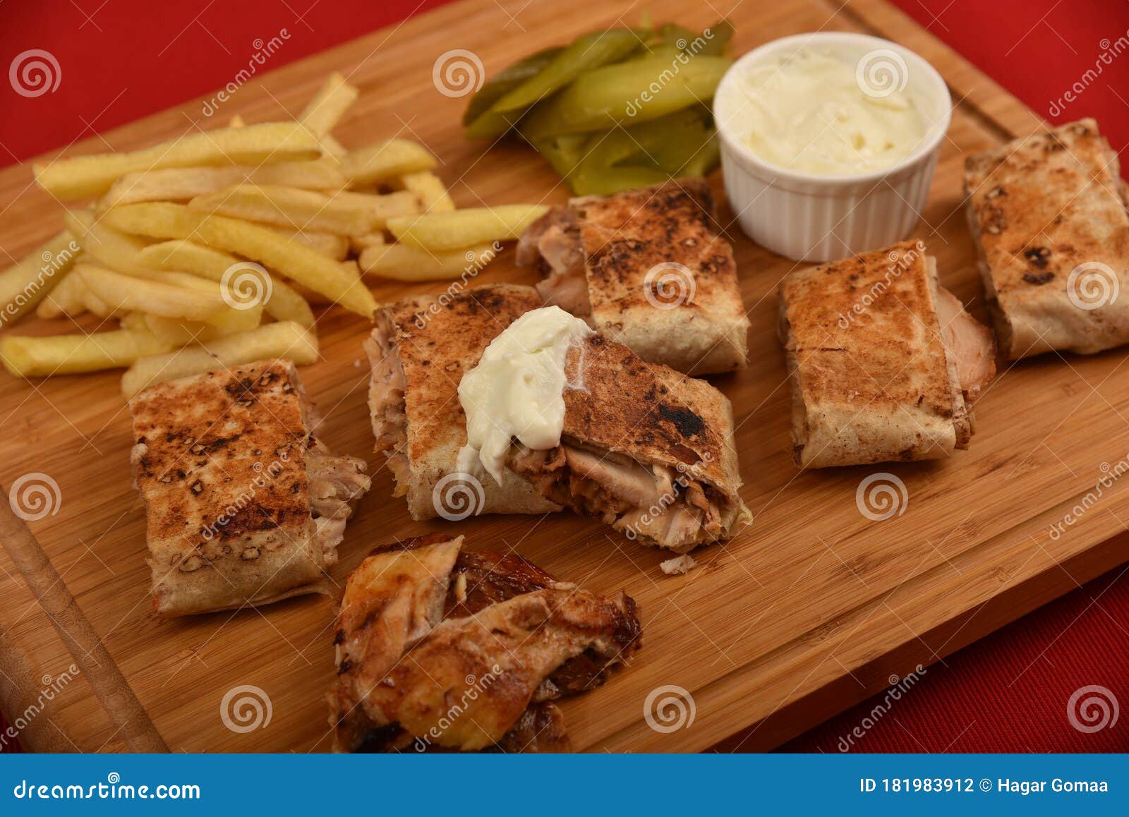 Arabic Shawarma Sandwich, Syrian Chicken Shawarma, with Fried Potatoes ...