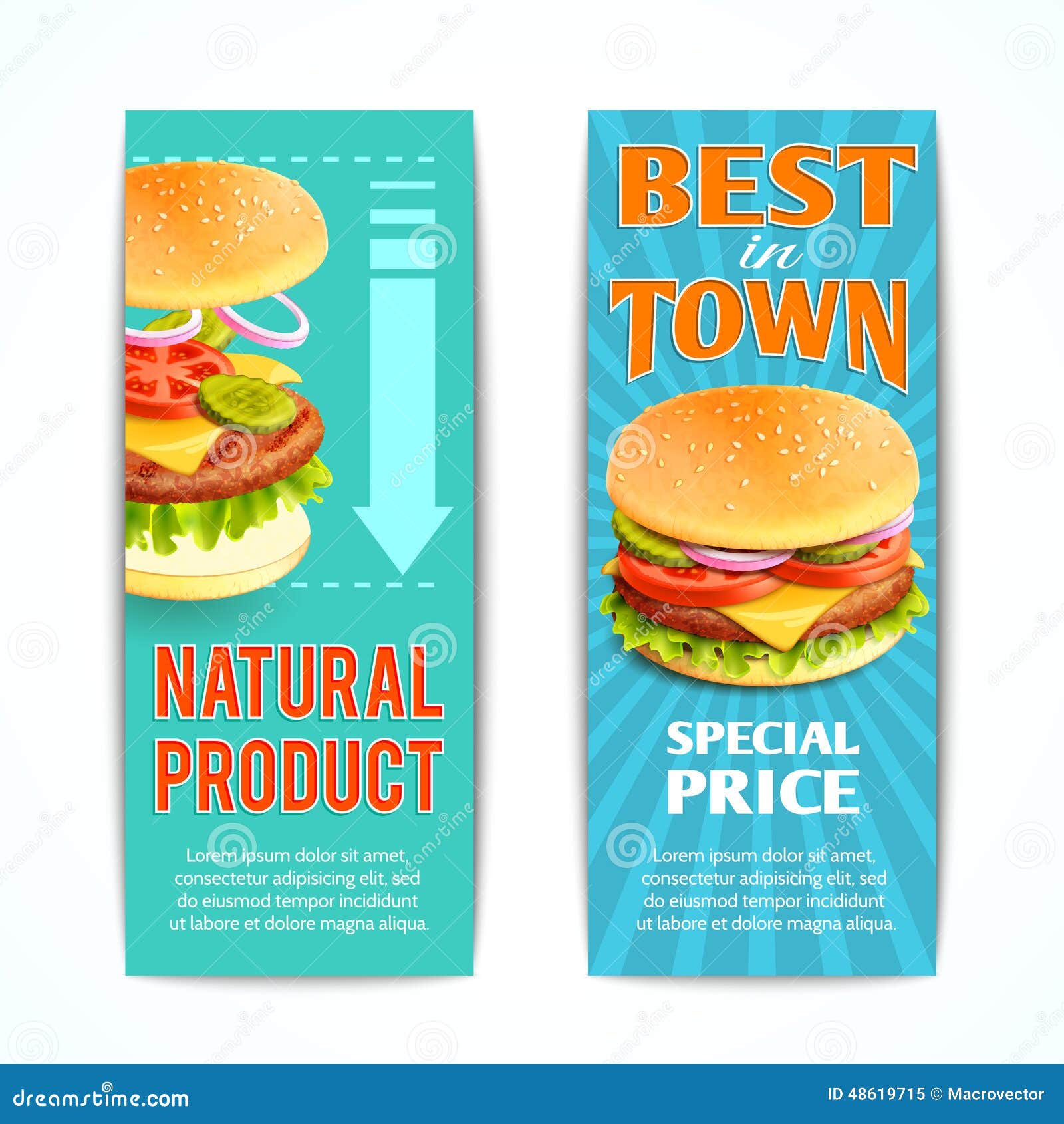 Fast Food Banners Set Stock Vector Image 48619715