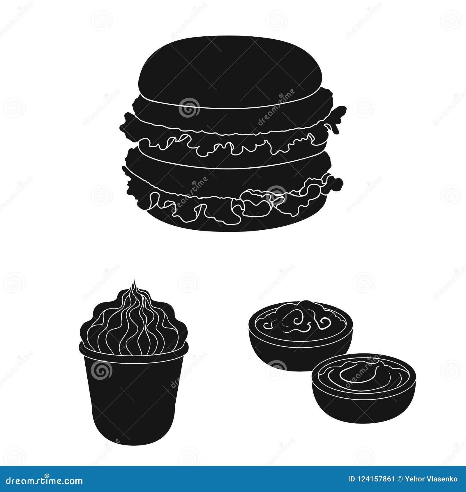 Fast Food Black Icons in Set Collection for Design.Food from Semi