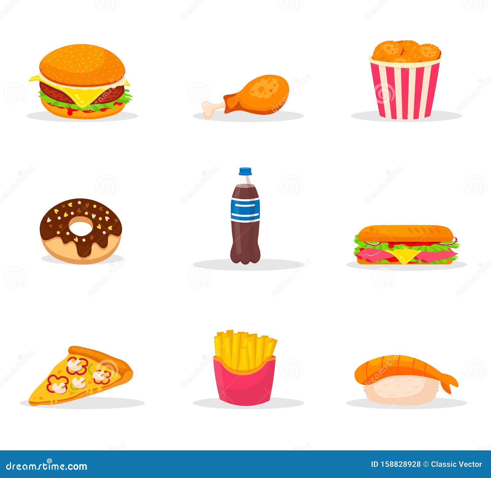 Fast Food Cartoon Color Vector Illustrations Set Stock Vector - Illustration of beverage, donut: 158828928 Fast Food Cartoon Color Vector Illustrations Set Stock Vector - Illustration of beverage, donut: 158828928