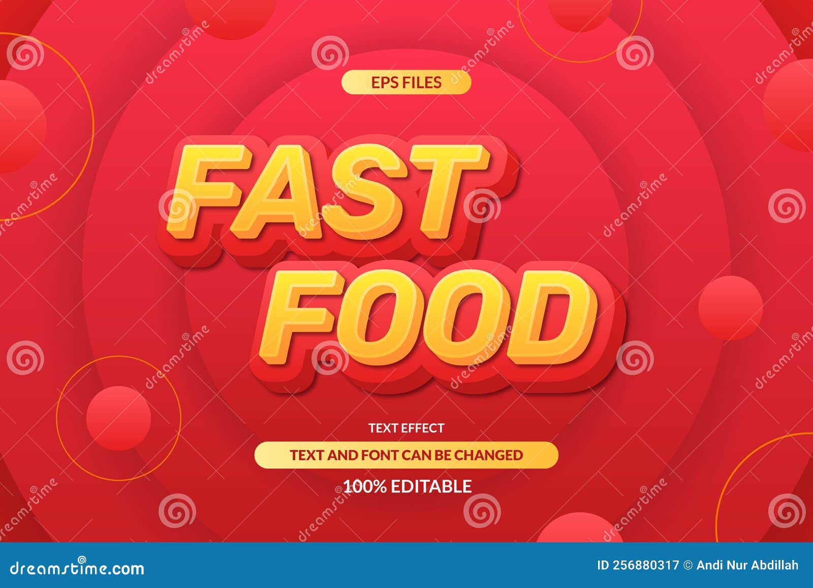 Fast Food Delicious Headline Editable Text Effect. Eps Vector File