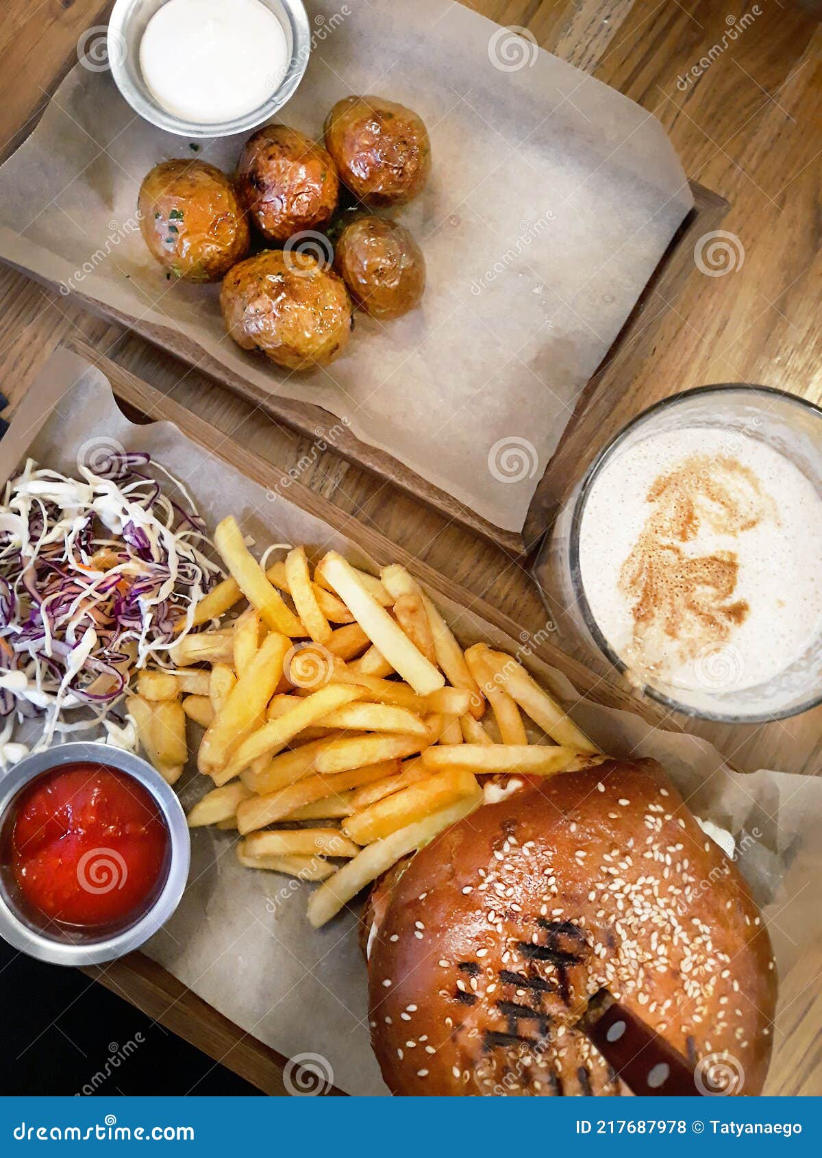 Fast food dinner stock photo. Image of food, fries, fast 217687978