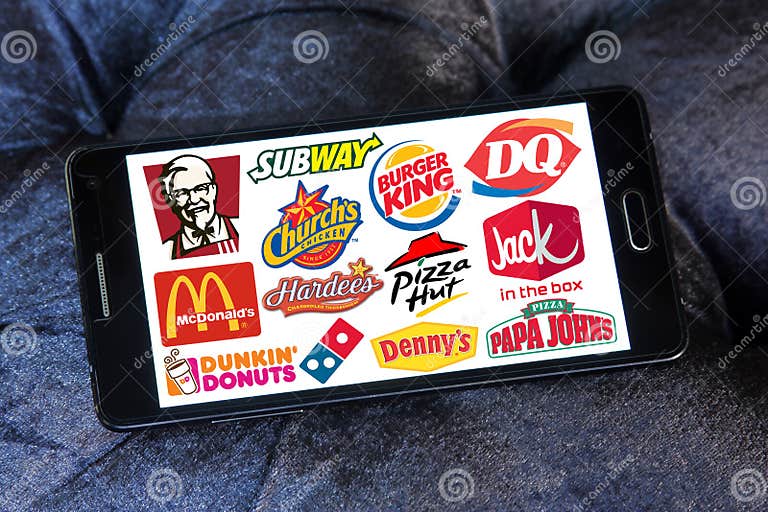 Fast Food Franchises Brands and Logos Editorial Stock Photo - Image of ...