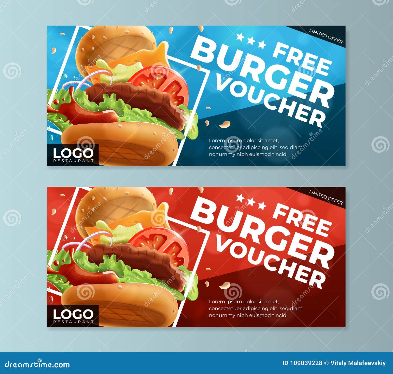 Fast Food Free Burger Voucher Template Stock Vector Illustration Of Restaurant Business 109039228