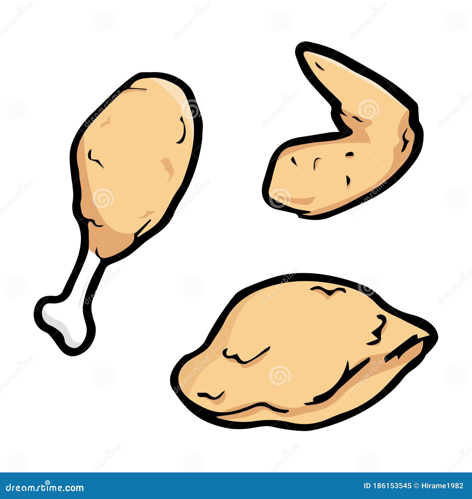 fast food, fried chicken object,  doodle art