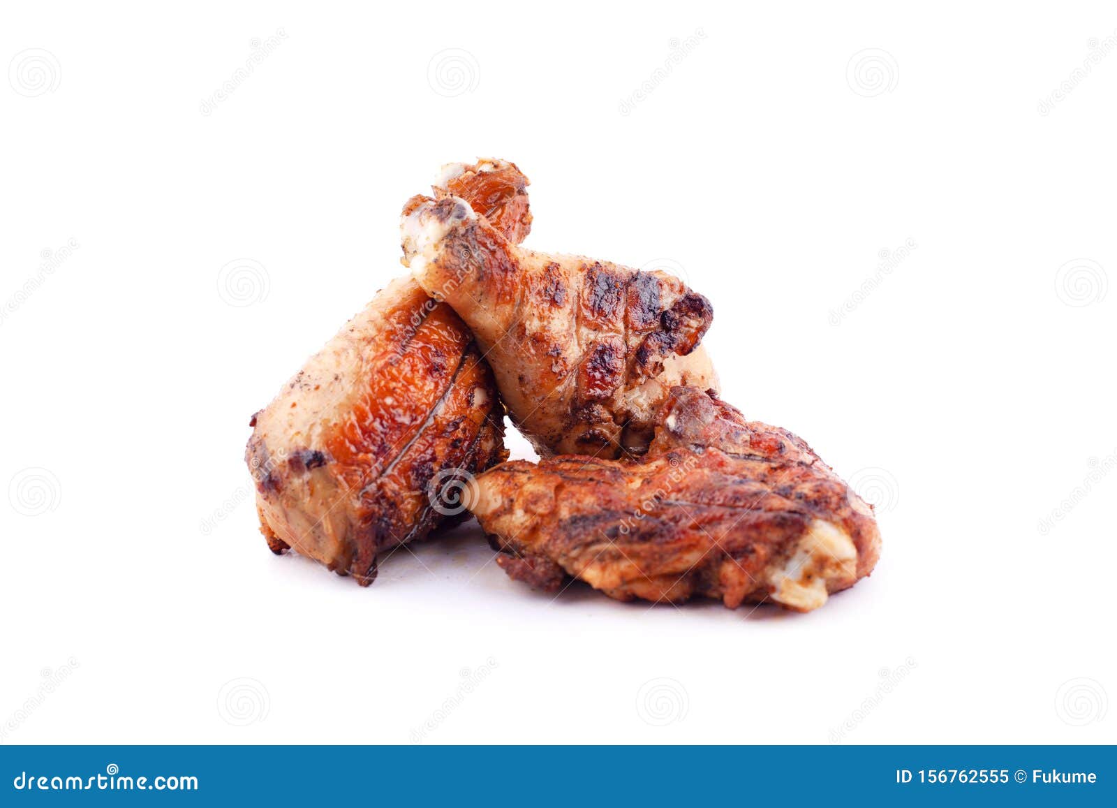 Fast Food Grilled Chicken Legs To a Crust on a White Background
