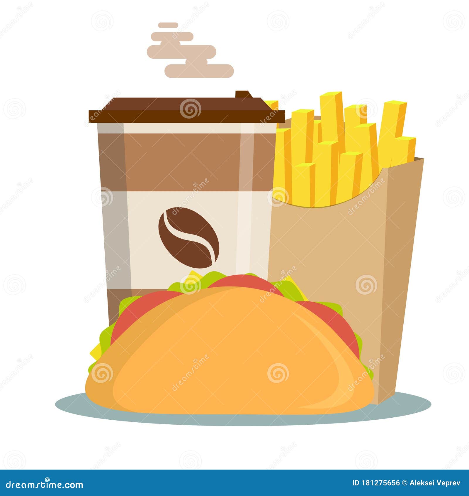 French Fries in Craft Paper Packaging. Street Fast Food Takeaway, Cafe  Banner Stock Illustration - Illustration of paper, dish: 282774270