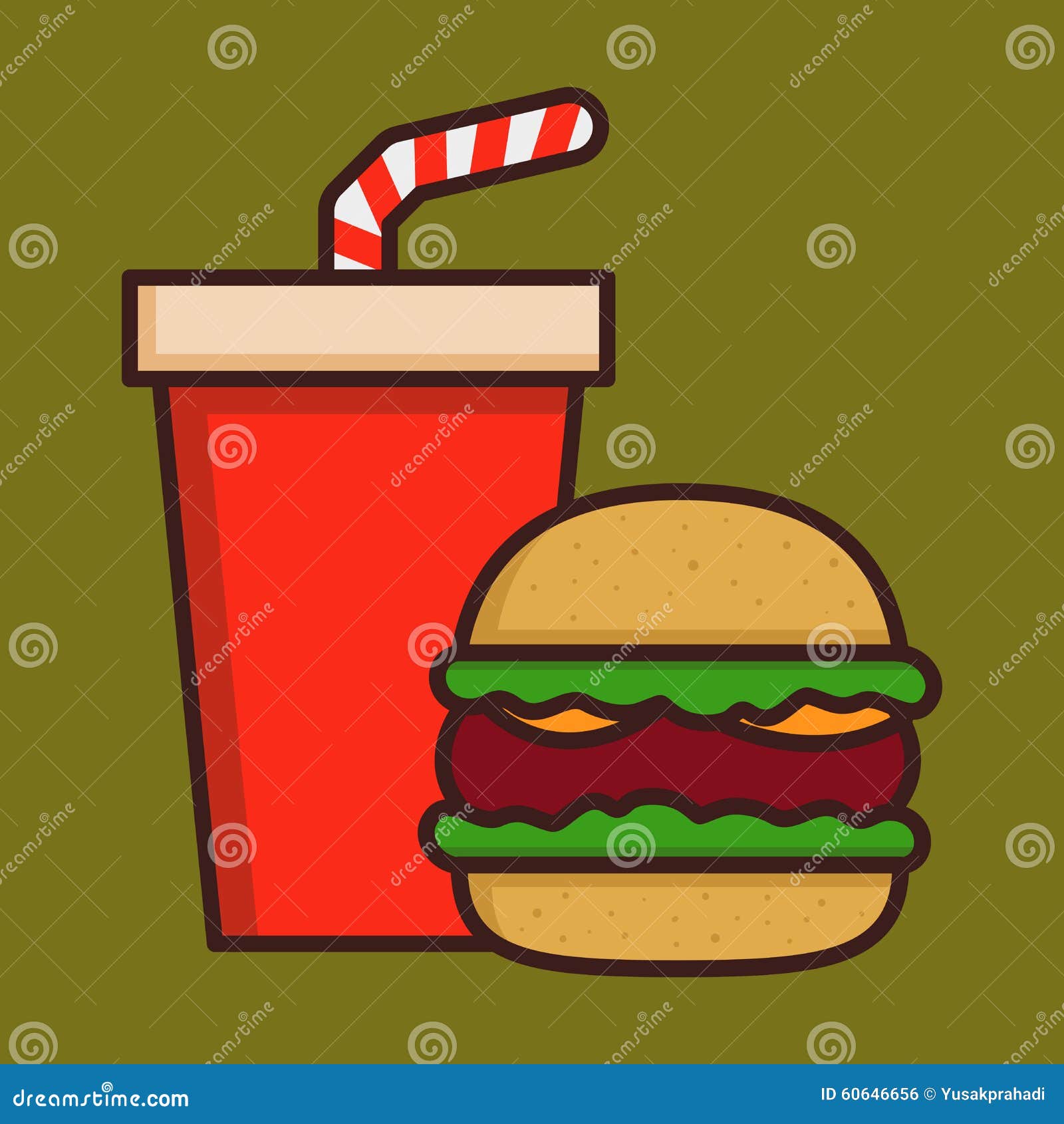 Fast Food Hamburger and Soda Drink Stock Vector Illustration of