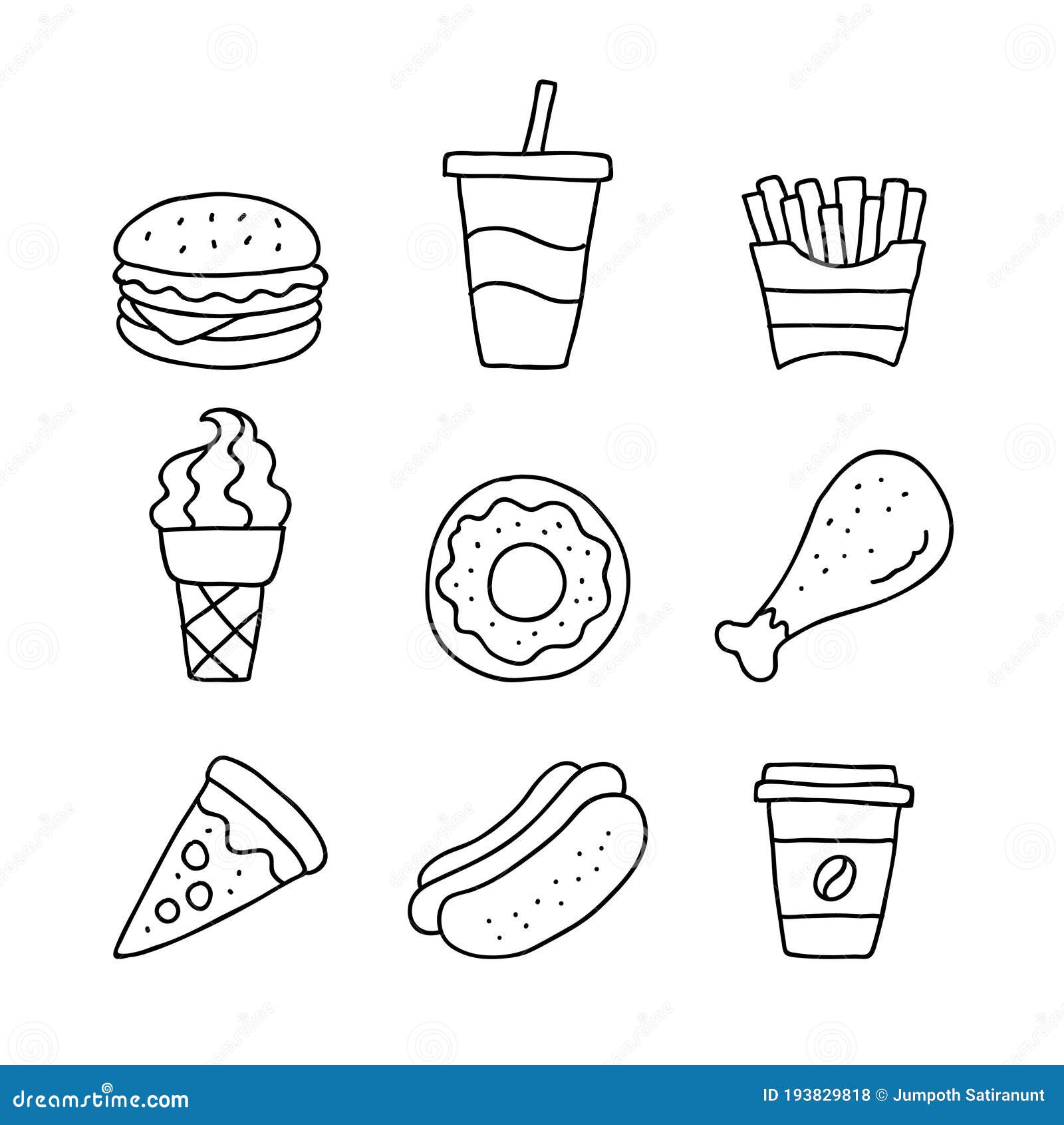 Fast Food Icon Symbol Set, Doodle Simple Draw Style, Free Hand Outline Design Stock Vector - Illustration of line, french: 193829818 Fast Food Icon Symbol Set, Doodle Simple Draw Style, Free Hand Outline Design Stock Vector - Illustration Of Line, French: 193829818